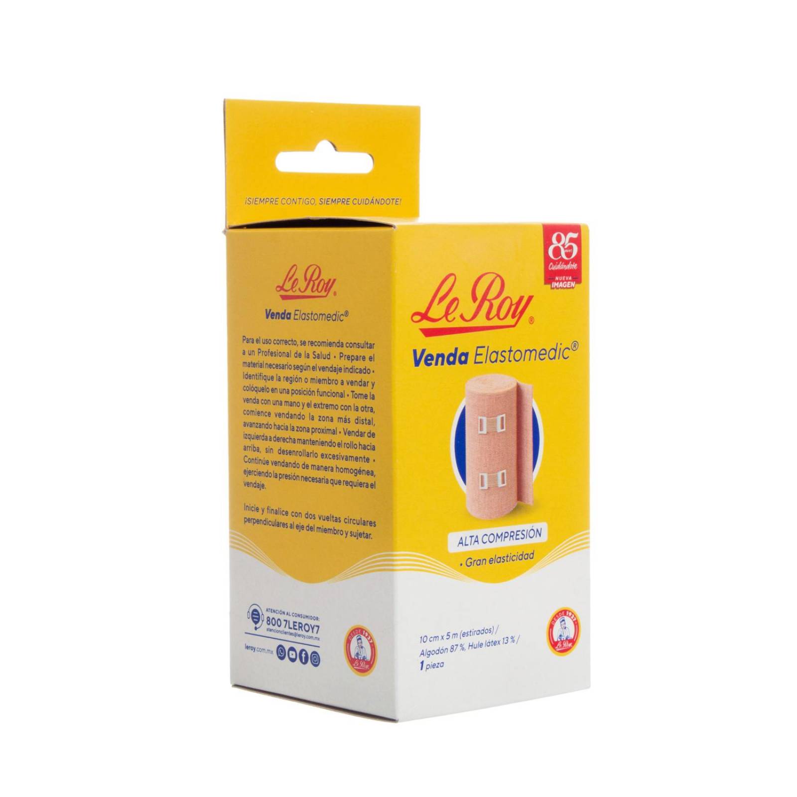 Venda Elastica Alta Compresion Elastomedic 10cmx5m - Le Roy 