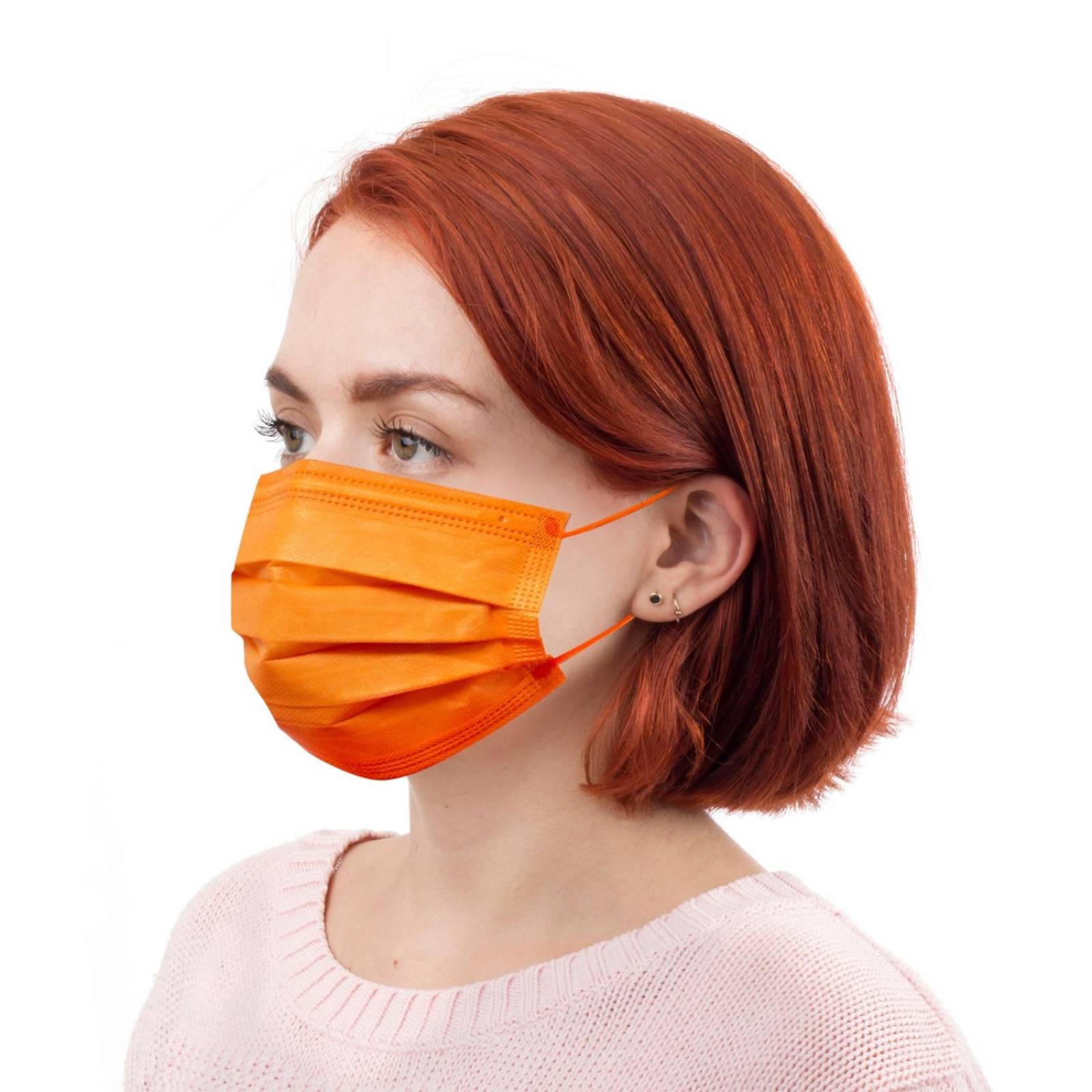 Cubrebocas Desechable 4 Capas Plisado 50pz - Borgata Naranja