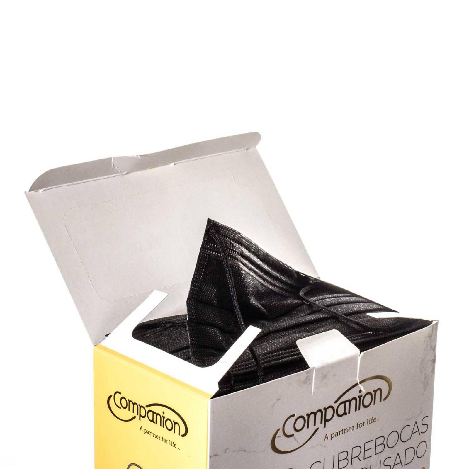 Cubrebocas Tricapa Negro 100pz C230-02 - Companion 