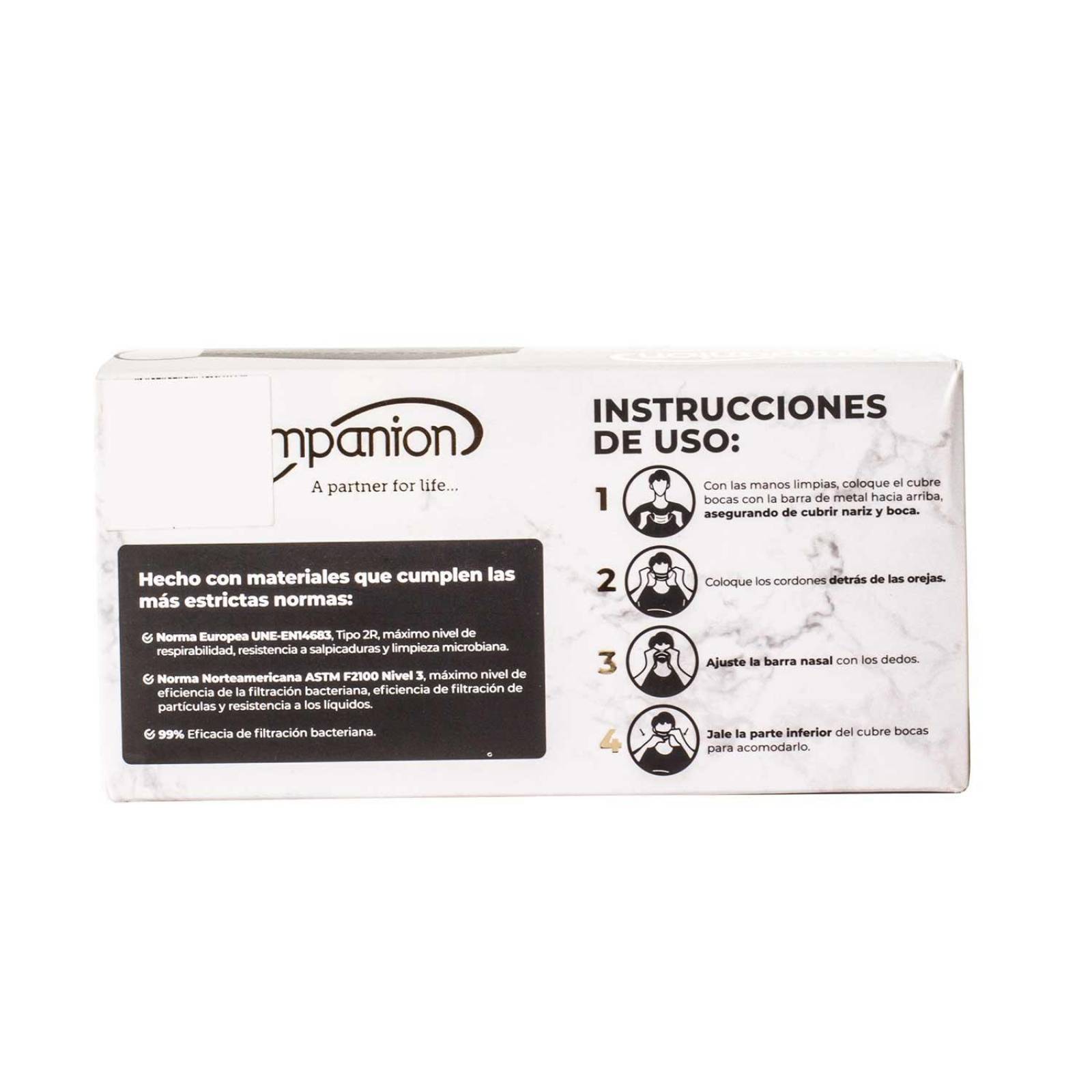 Cubrebocas Tricapa Negro 50pz C230-010 - Companion 