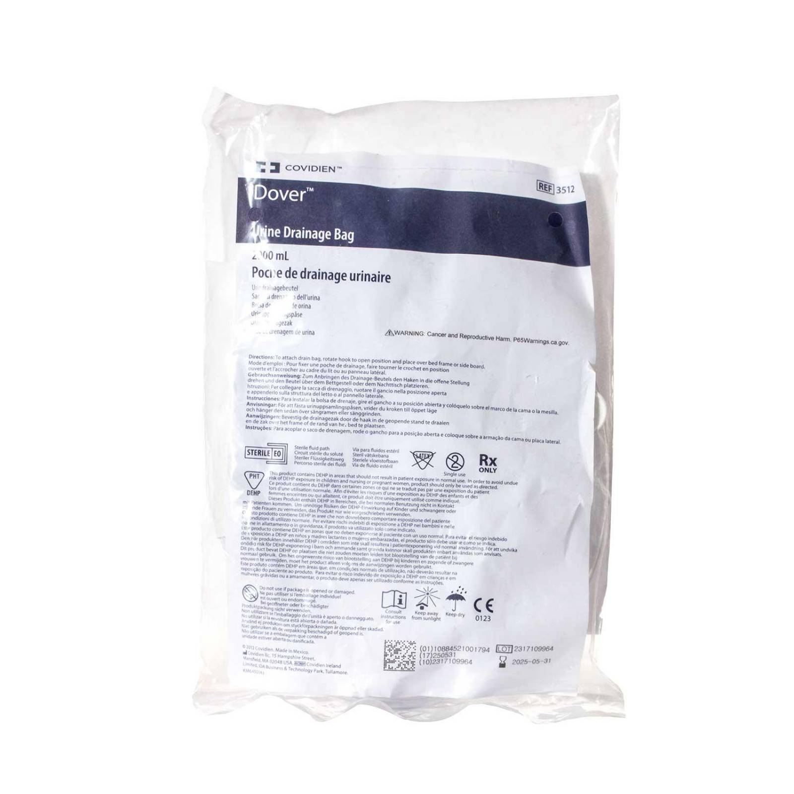 Bolsa Recolectora de Orina con Valvula Antirreflujo 2L 3512 - Kendall 