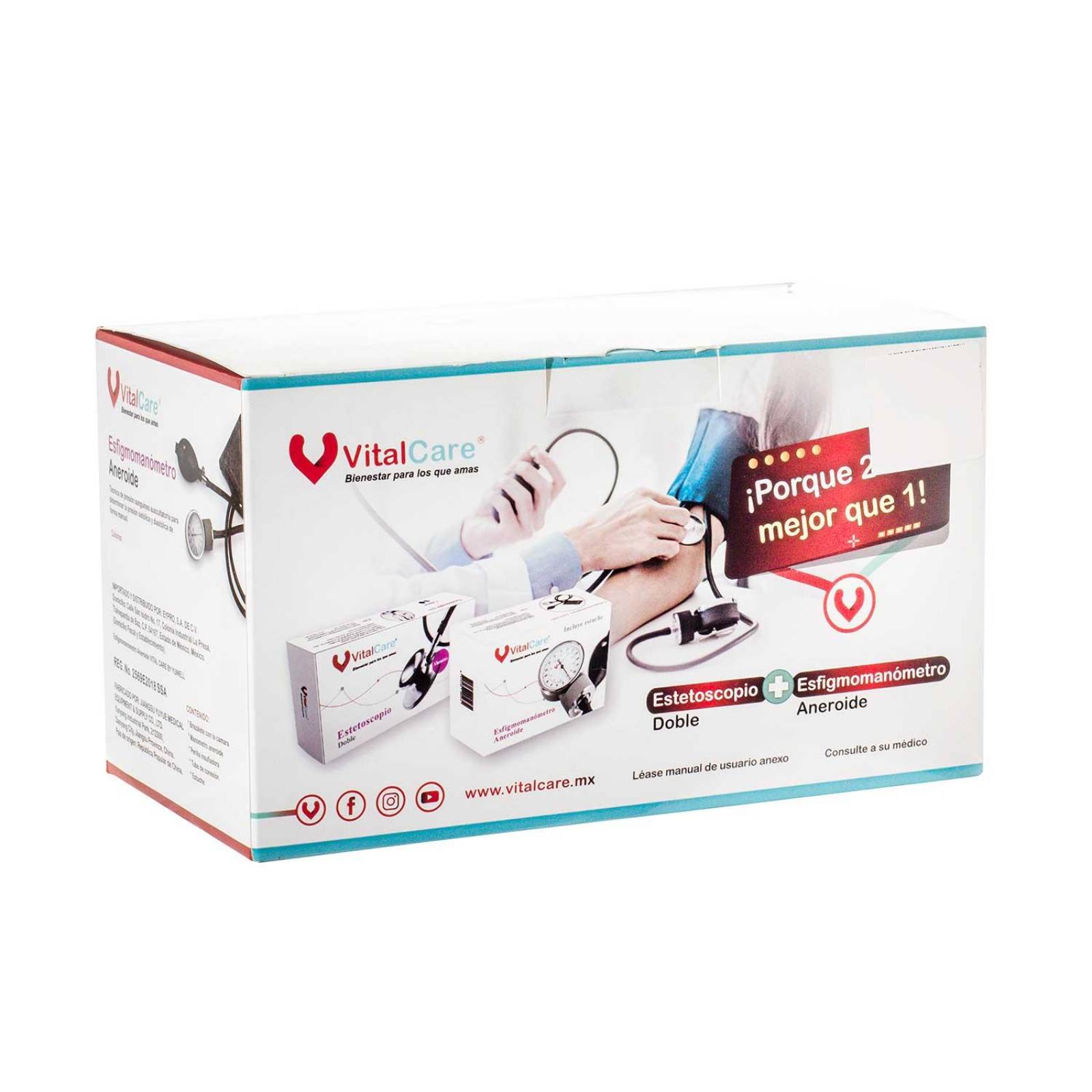 Kit Baumanometro con Estetoscopio Duplex Negro - Vitalcare 