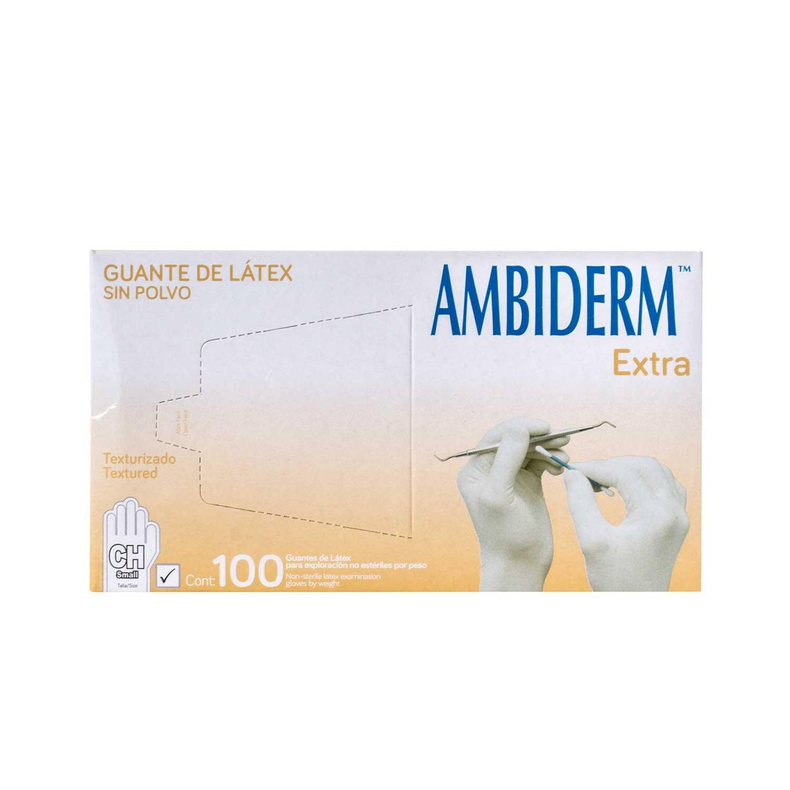 Guante de Latex Natural No Esteril sin Polvo 100pz - Ambiderm Grande