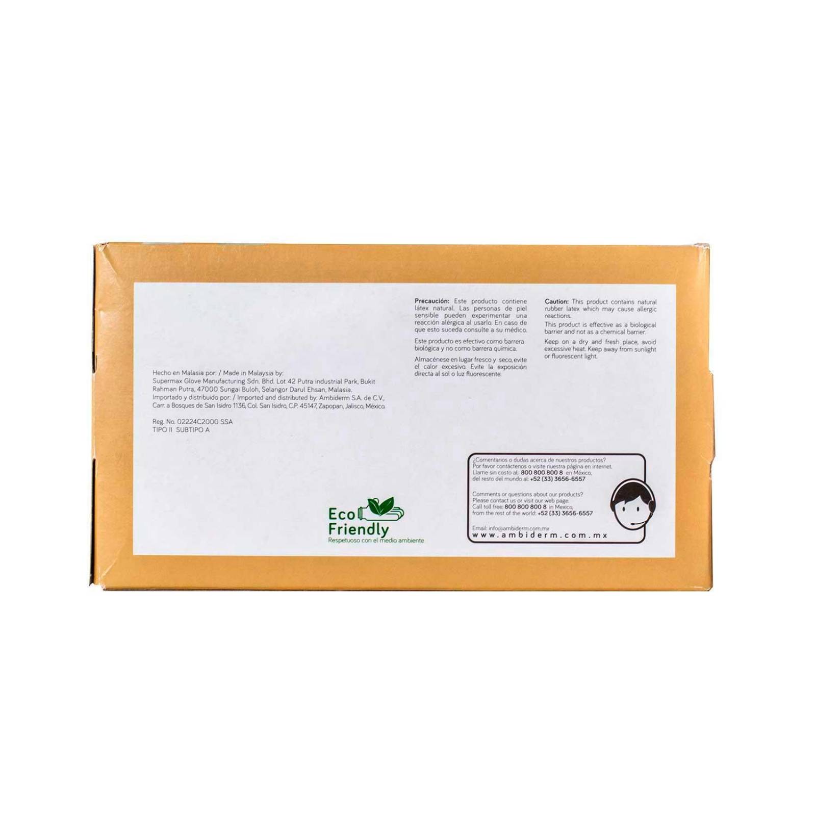 Guante de Latex Natural No Esteril sin Polvo 100pz - Ambiderm Grande