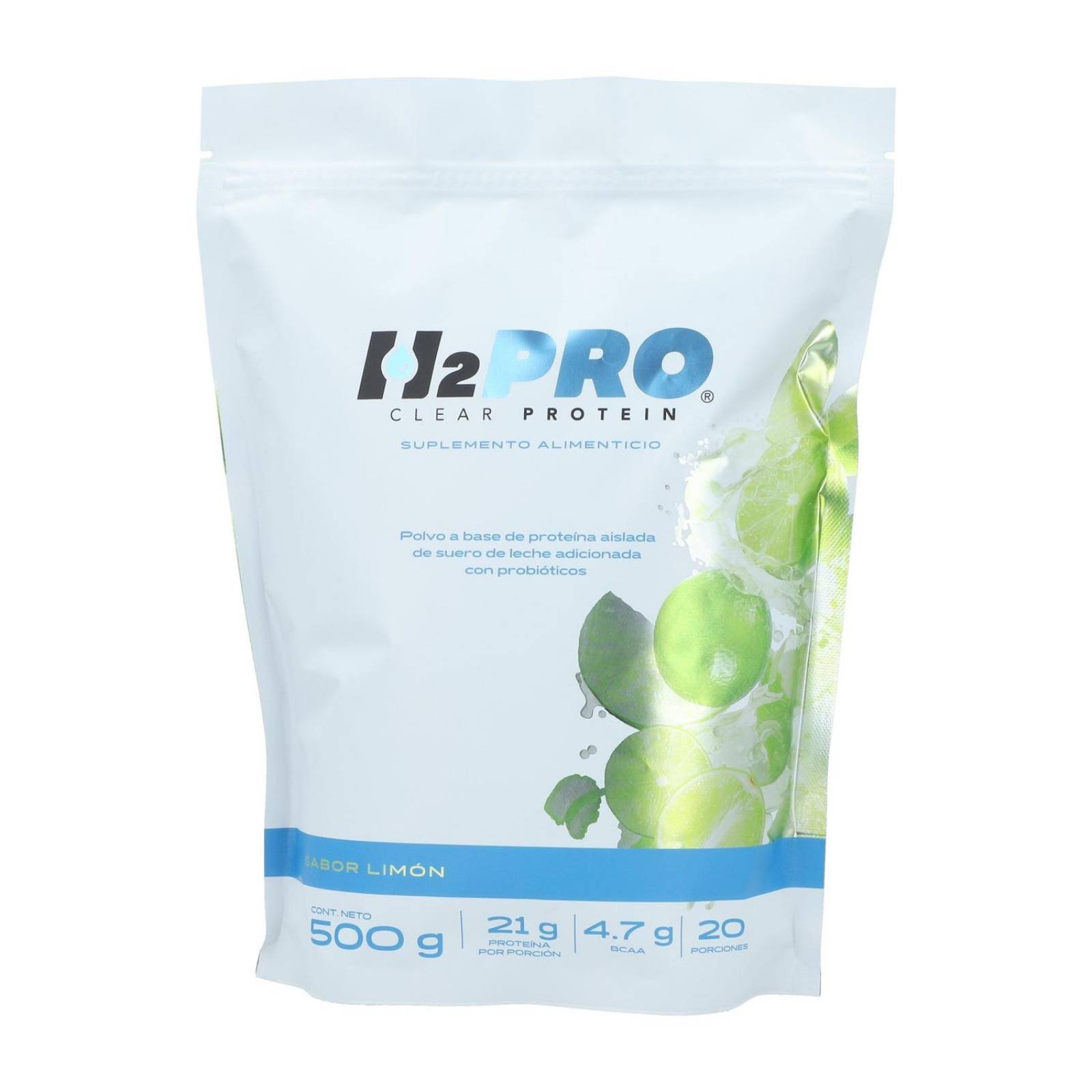 Suplemento Alimenticio Clear Protein con Probioticos 500gr - H2PRO Limon