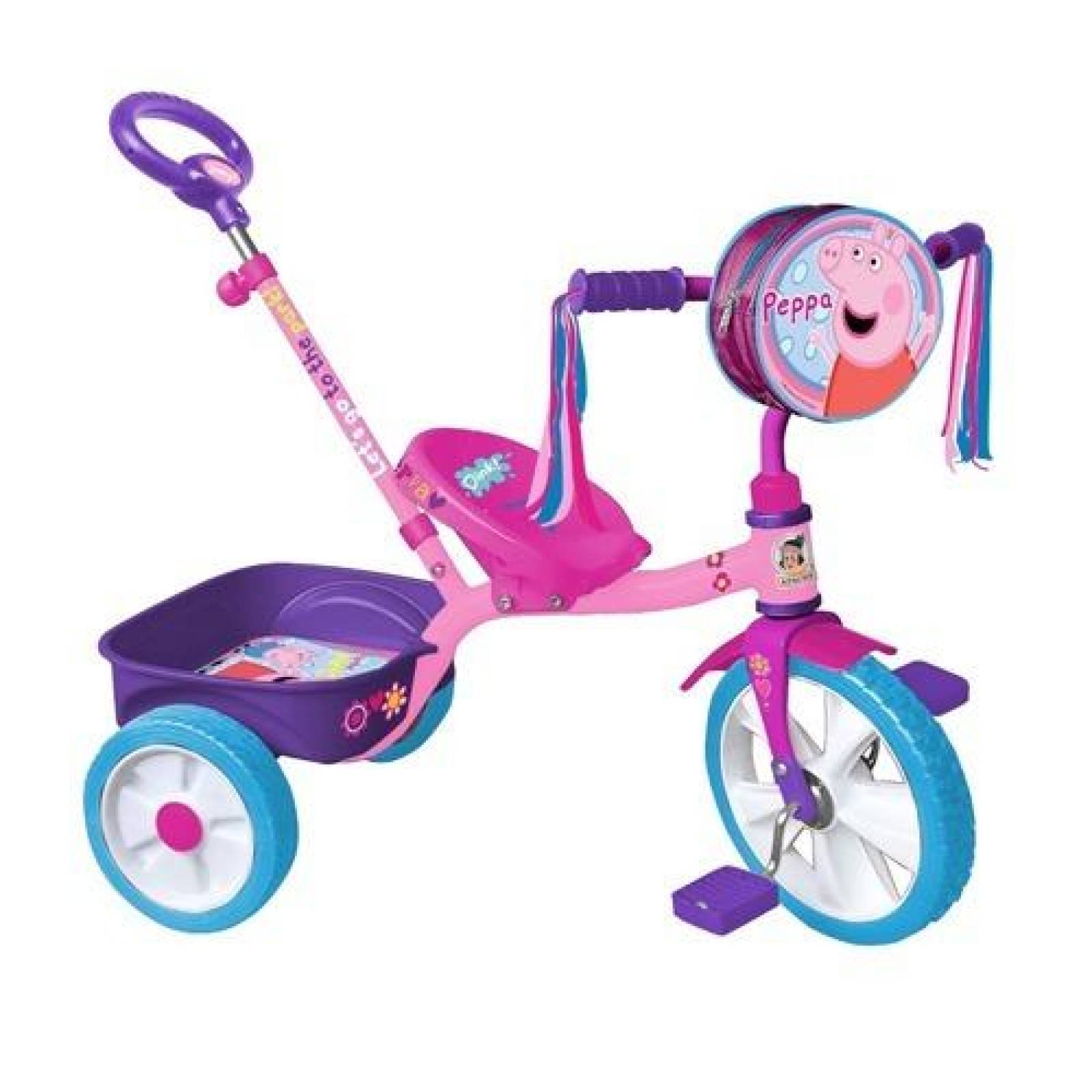 Triciclo Peppa Pig R12 Con Barra Empuje 