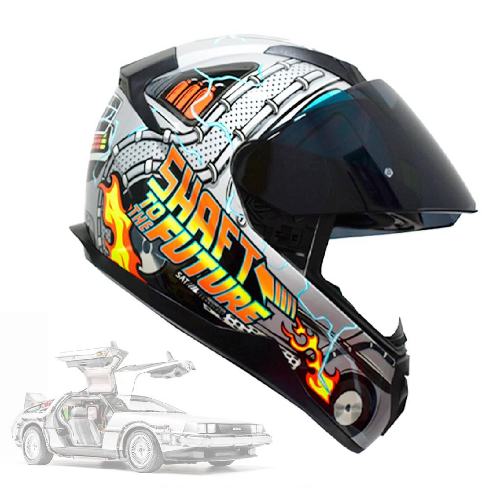 Casco Moto Shaft Volver al Futuro Mate Certificado Talla S