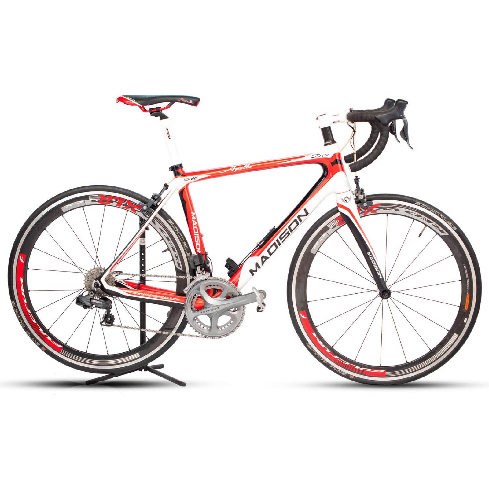 Bicicleta de Ruta Rodada 700 Apollo de Fibra de Carbono Blanco con Rojo Madison 