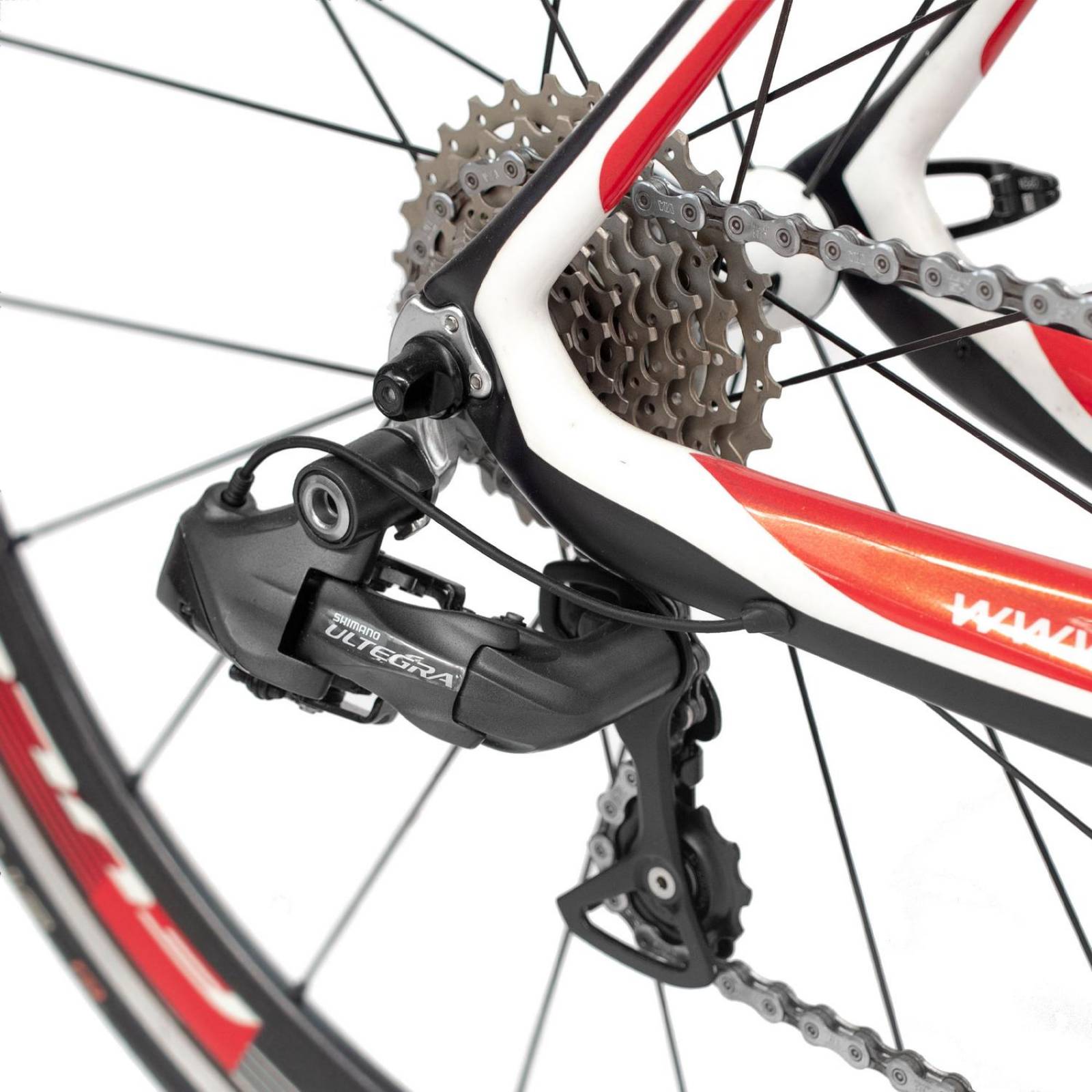 Bicicleta de Ruta Rodada 700 Apollo de Fibra de Carbono Blanco con Rojo Madison 