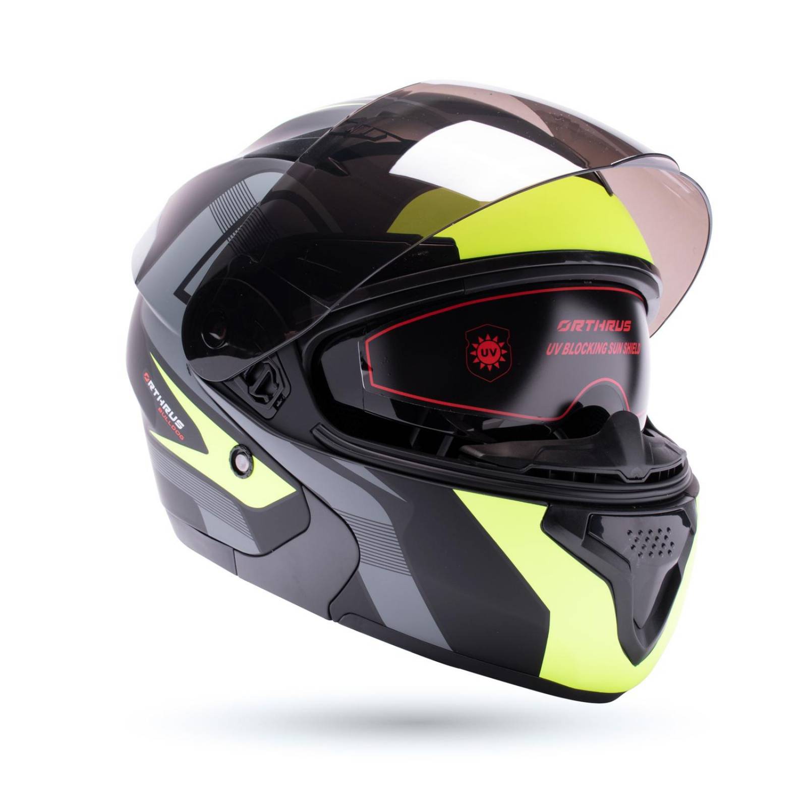 Casco Abatible para Moto BullDog Amarillo Matte Talla XL 