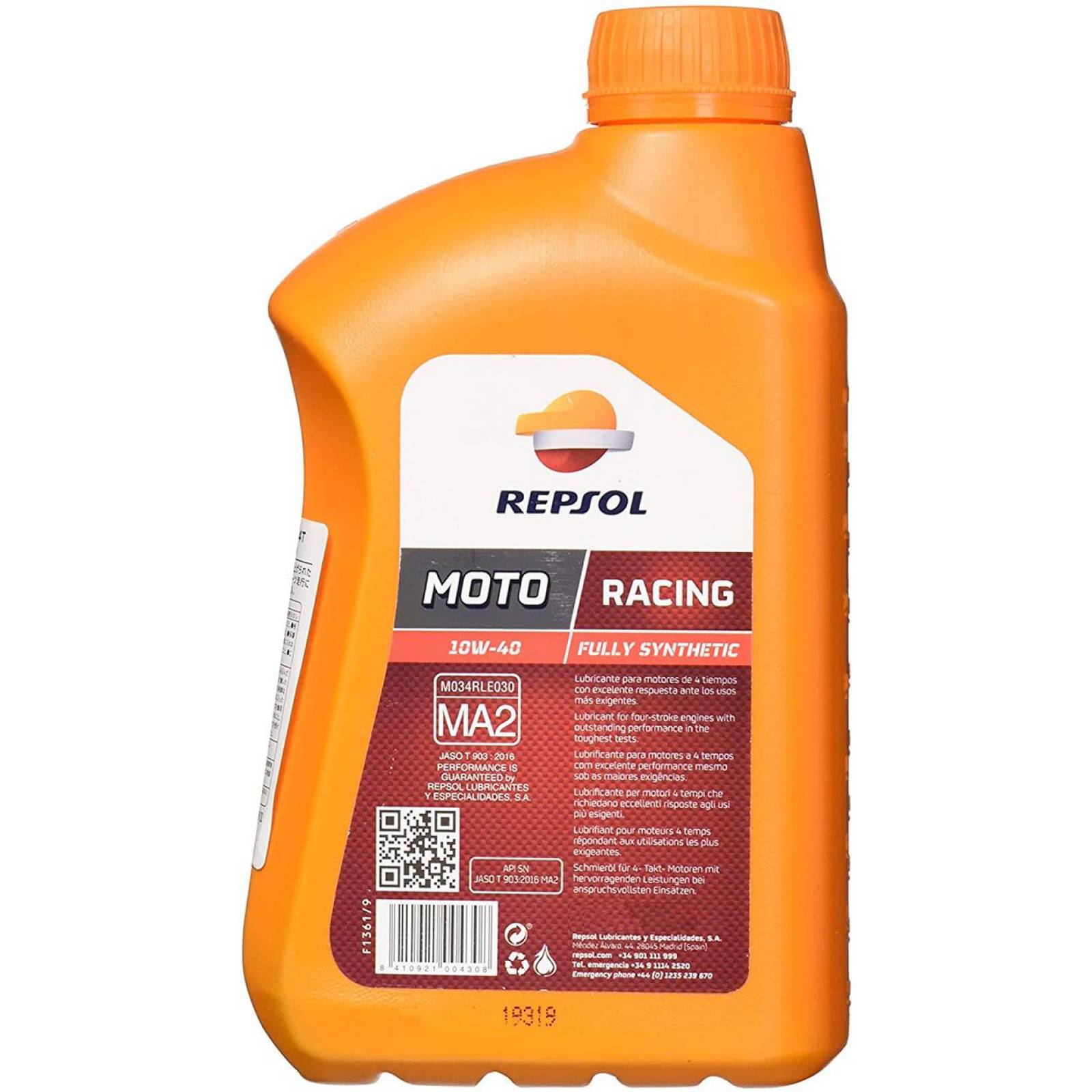 Aceite Repsol para Moto Motocicleta 4T 1L 10w40 Racing 