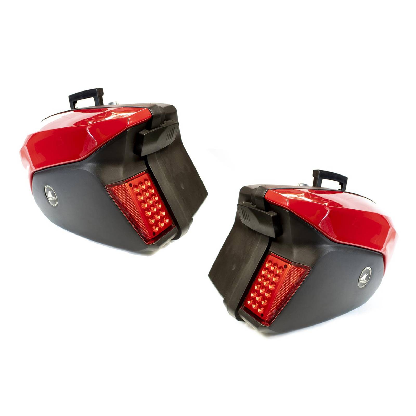 Alforjas Kinlley para moto rigidas laterales rojo negro 37 litros 2 piezas 