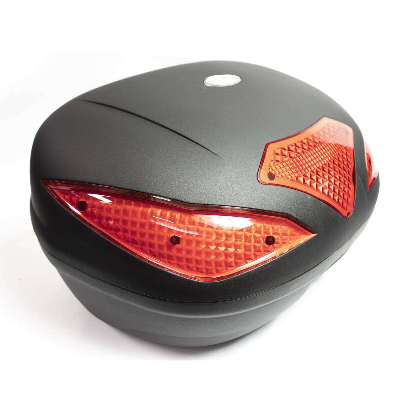 Caja para moto Kinlley maletero top case 43 litros para 2 cascos con parrilla 