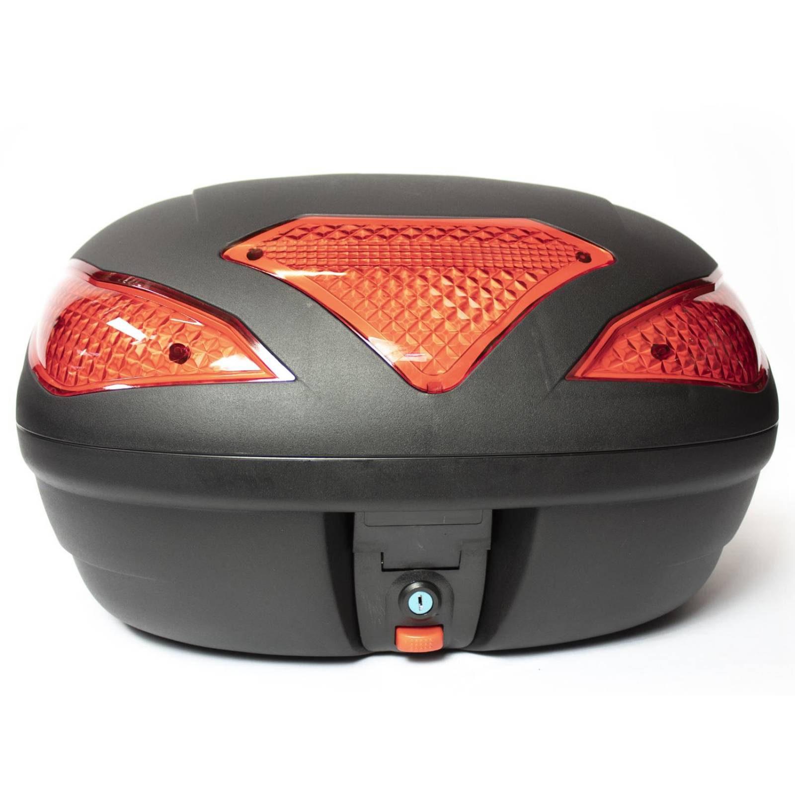 Caja para moto Kinlley maletero top case 43 litros para 2 cascos con parrilla 