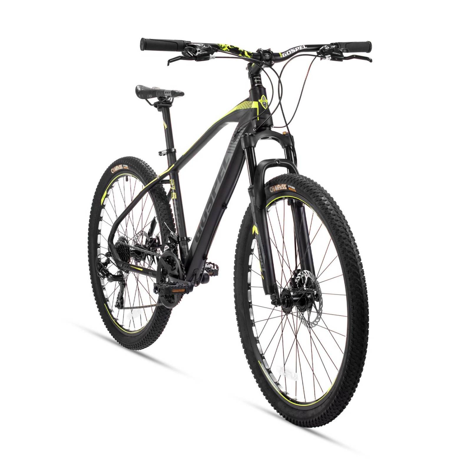 Bicicleta Montaña Rodada 27.5 Aluminio Negro Amarillo 24 Velocidades Gospel 