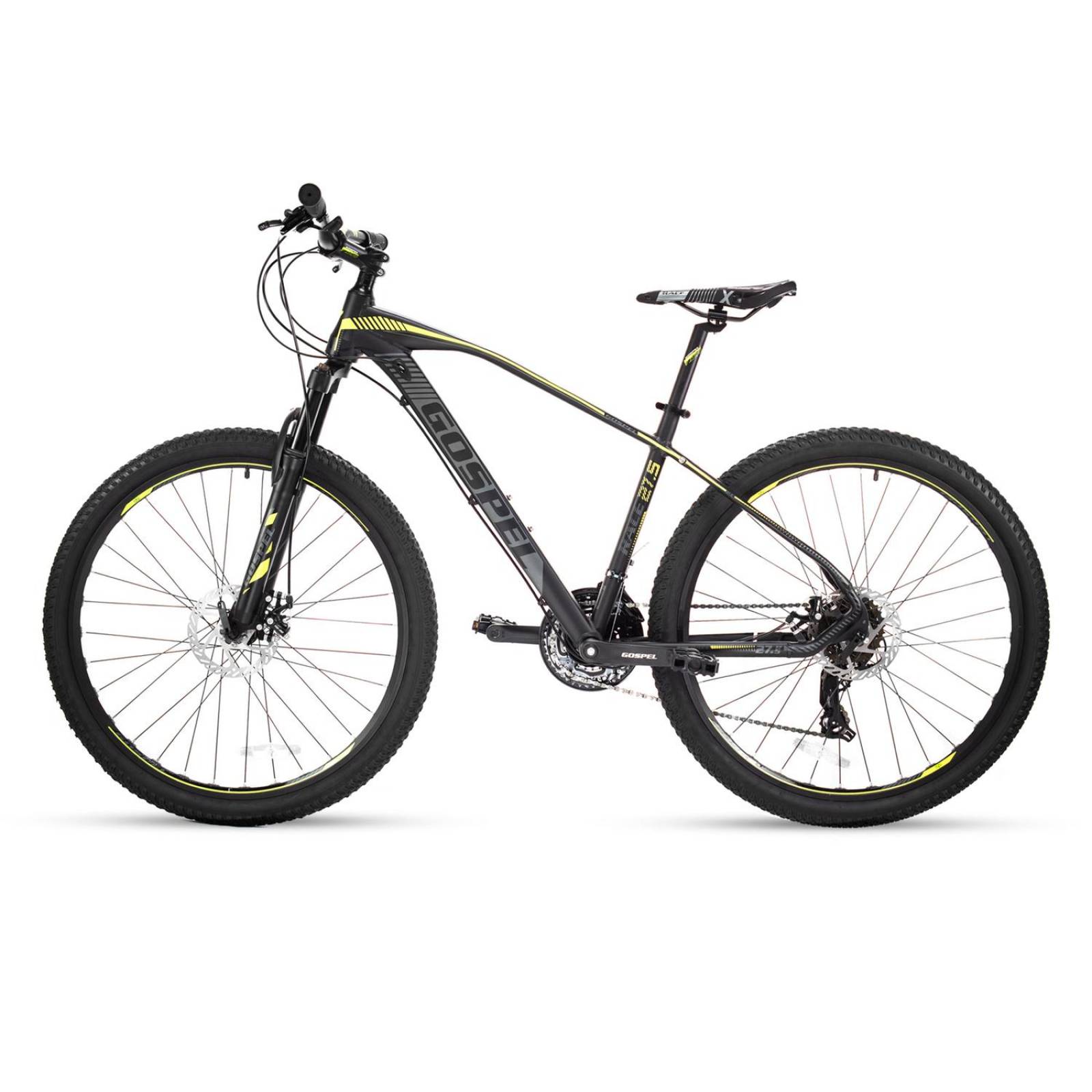 Bicicleta Montaña Rodada 27.5 Aluminio Negro Amarillo 24 Velocidades Gospel 