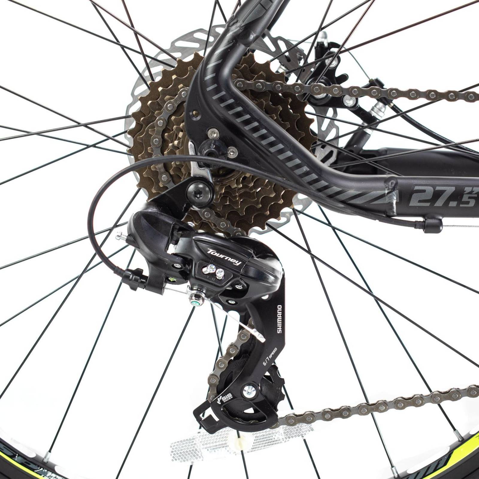 Bicicleta Montaña Rodada 27.5 Aluminio Negro Amarillo 24 Velocidades Gospel 