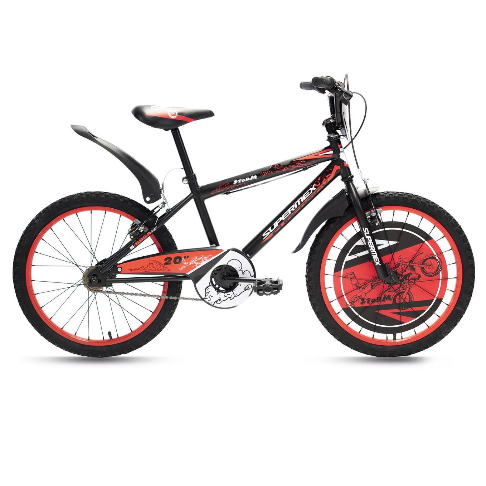Bicicleta Rodada 20 Infantil para Niño Storm Roja Gosa 