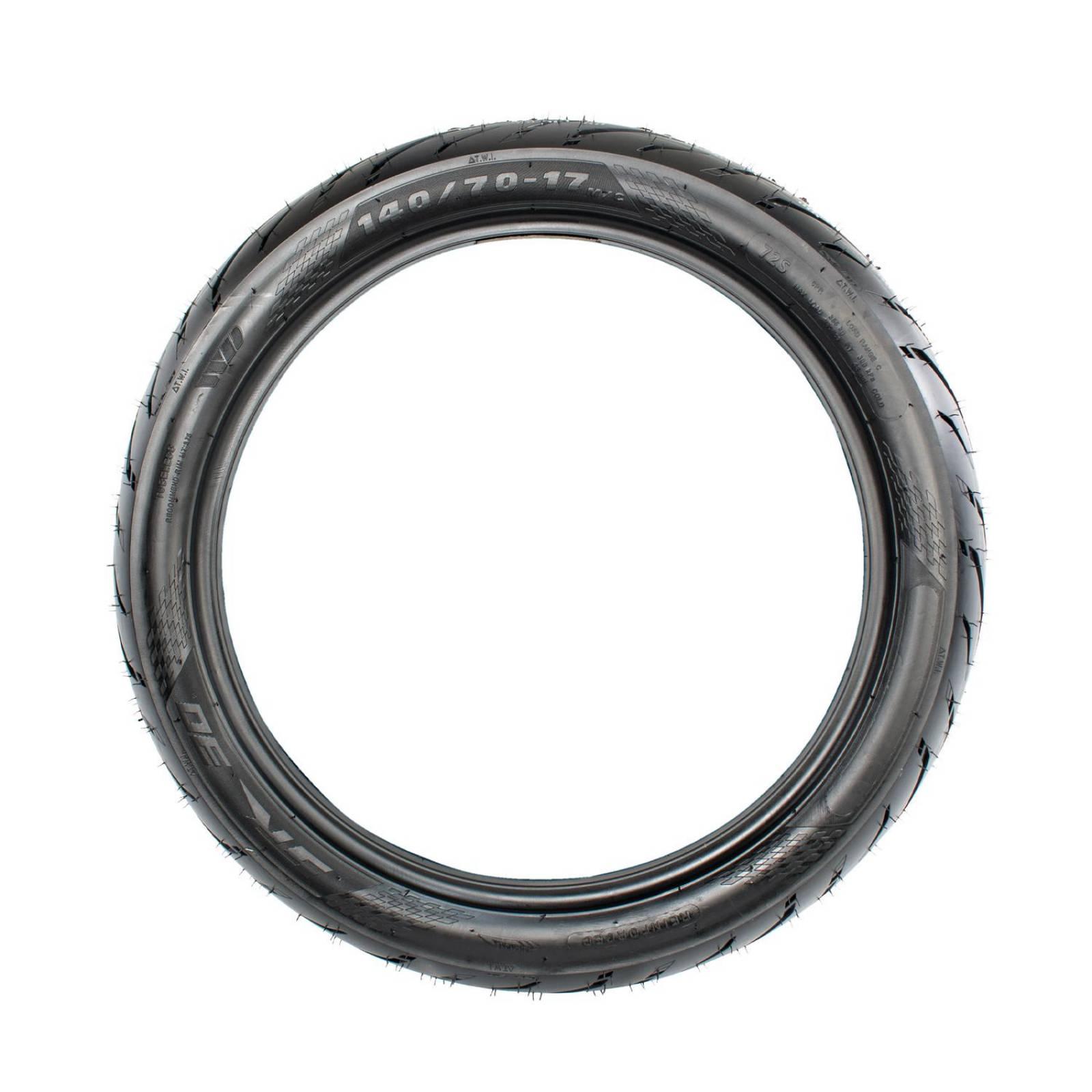 Llanta 140/70-17 para moto tubeless 72S SR30 Motometa 