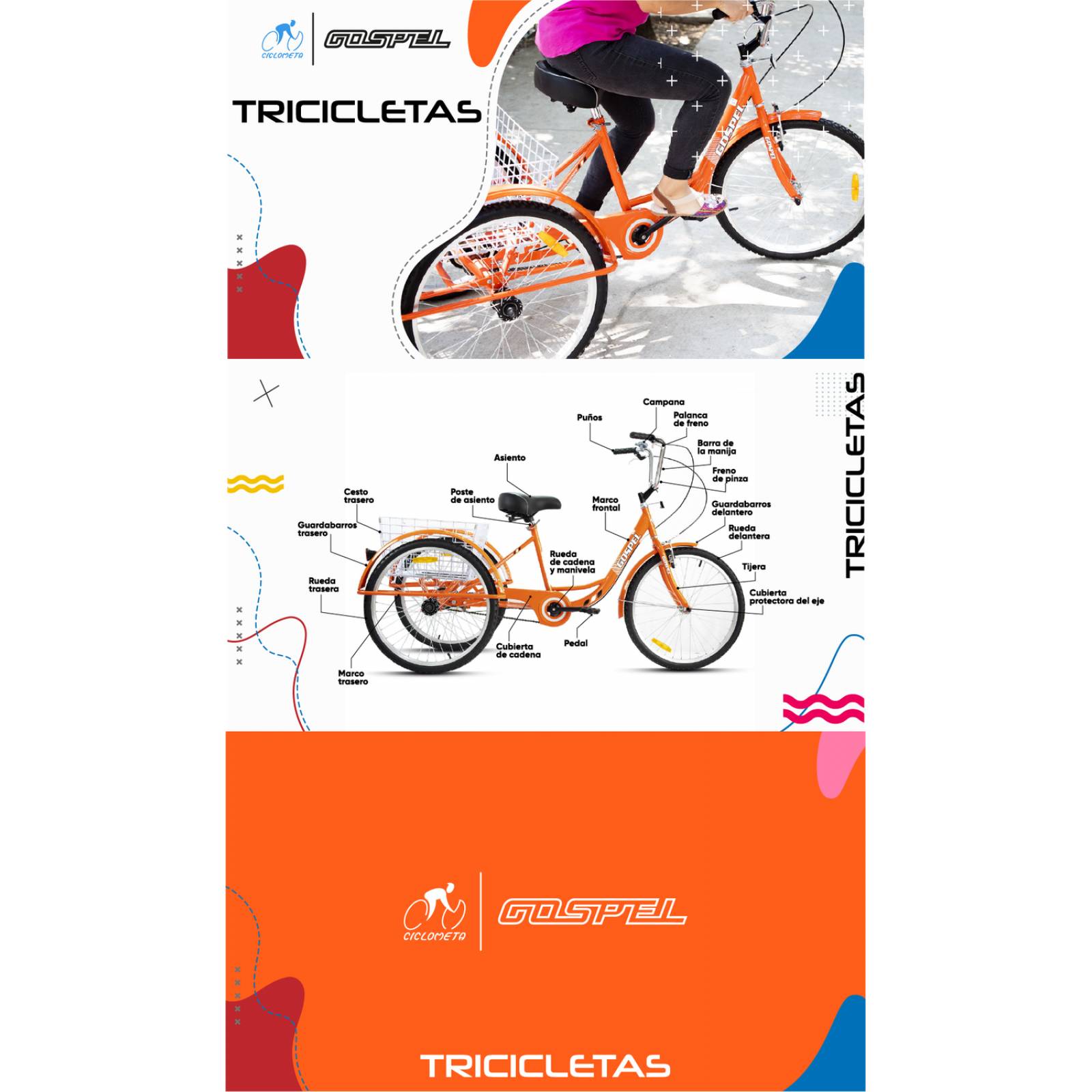 tricicleta con canasta trasera