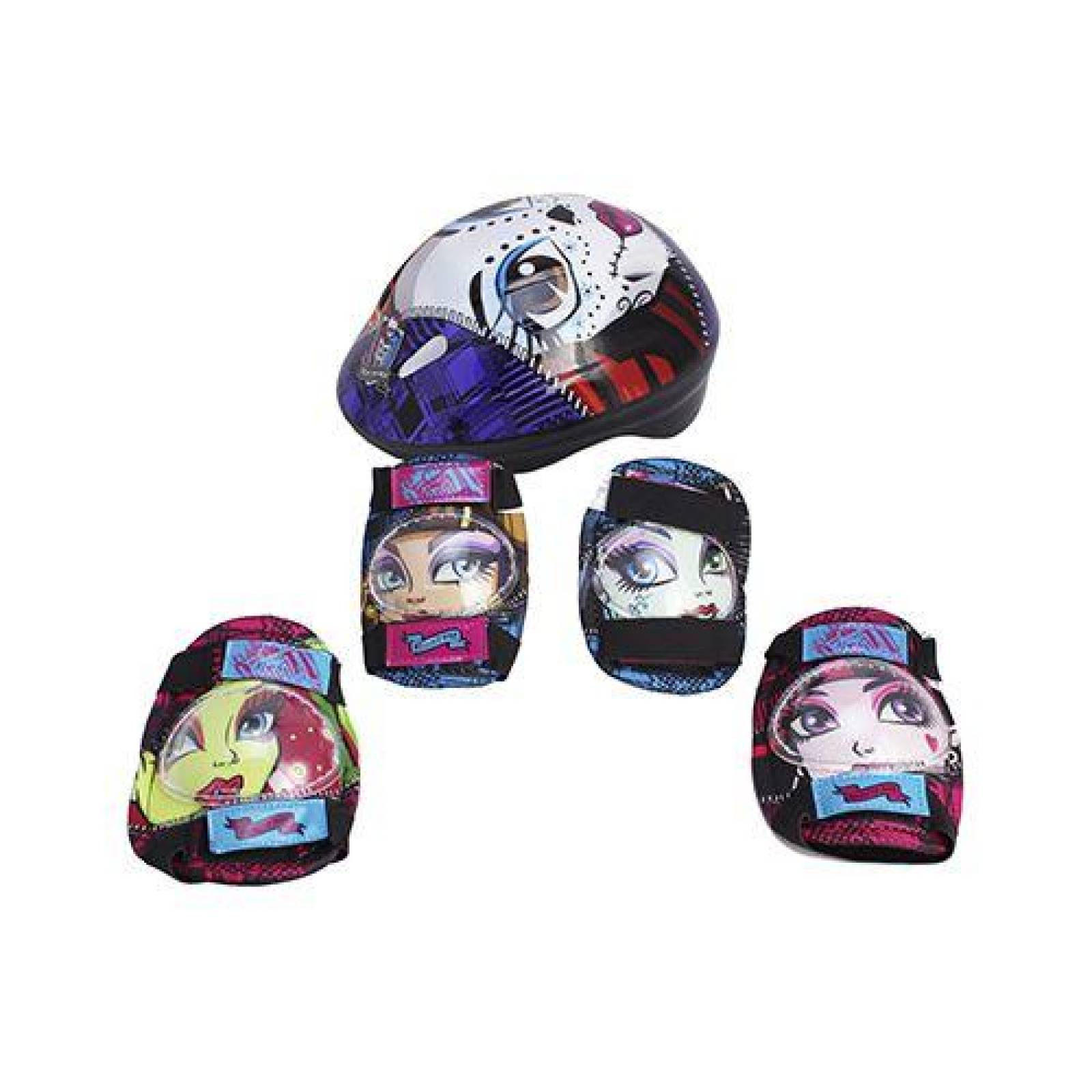 Casco infantil de Monster High con Rodilleras y Coderas 
