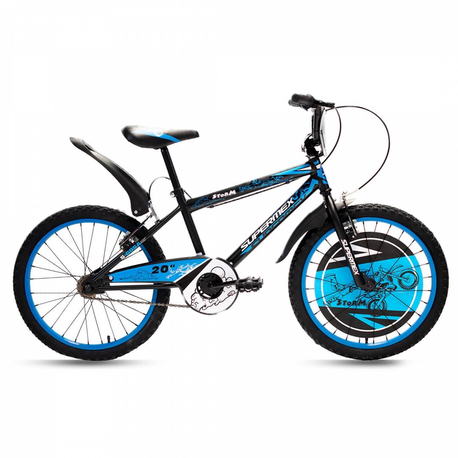Bicicleta Rodada 20 Infantil para Niño Storm Azul Negro Gosa 