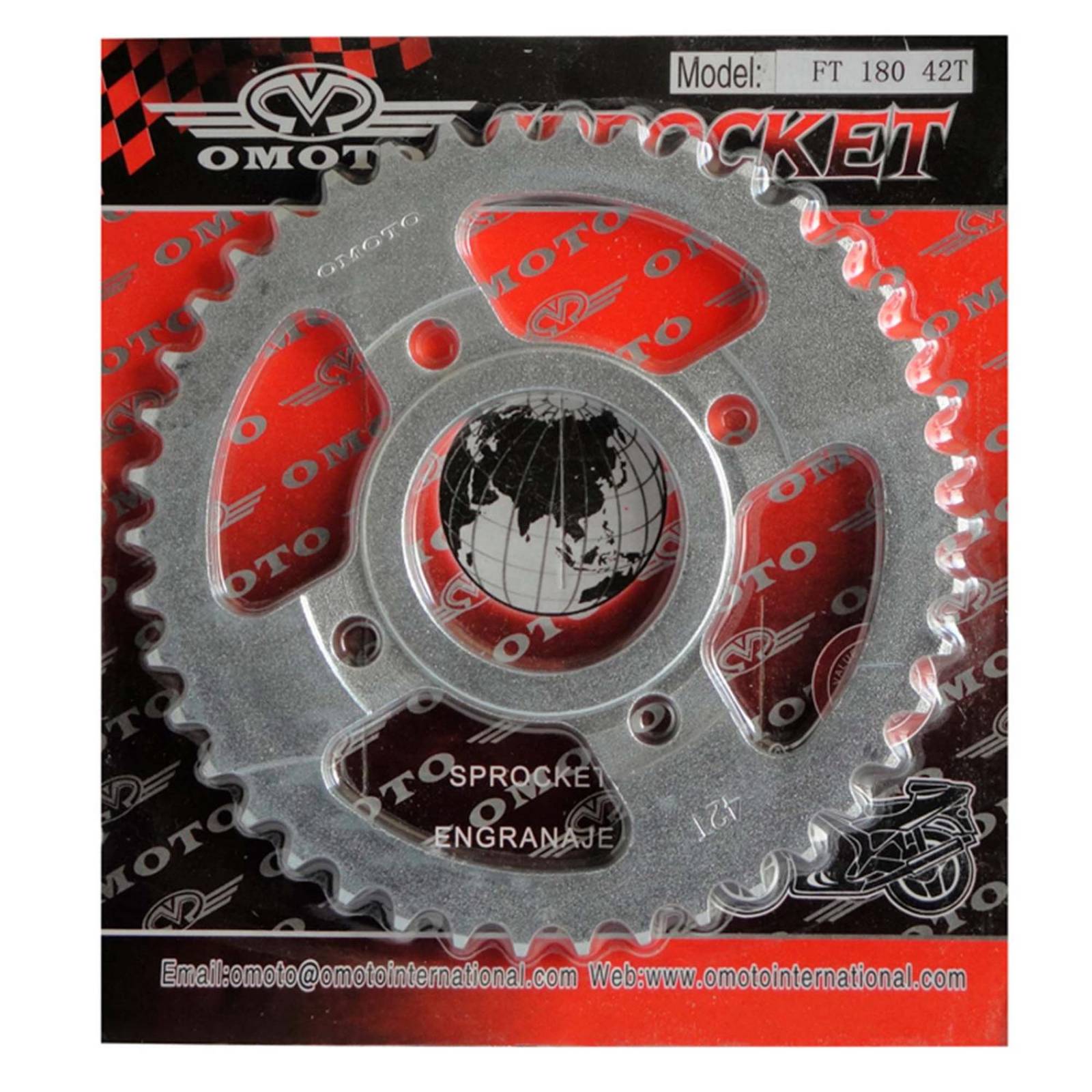 Sprocket Piñon 42D para Moto FT180 FT200 FT250 BMD Benotto 