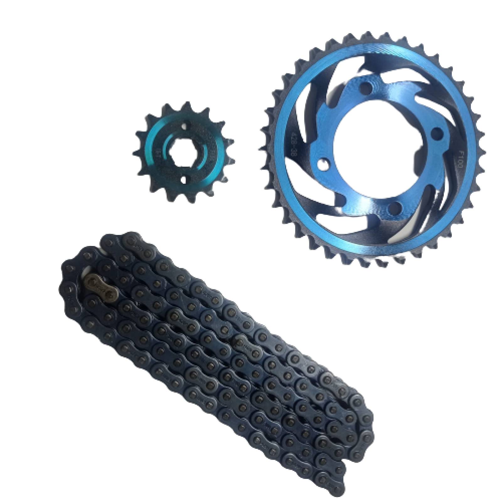 Kit Traccion/Arrastre Para Moto Forza125 Ft125 Cadena Azul 