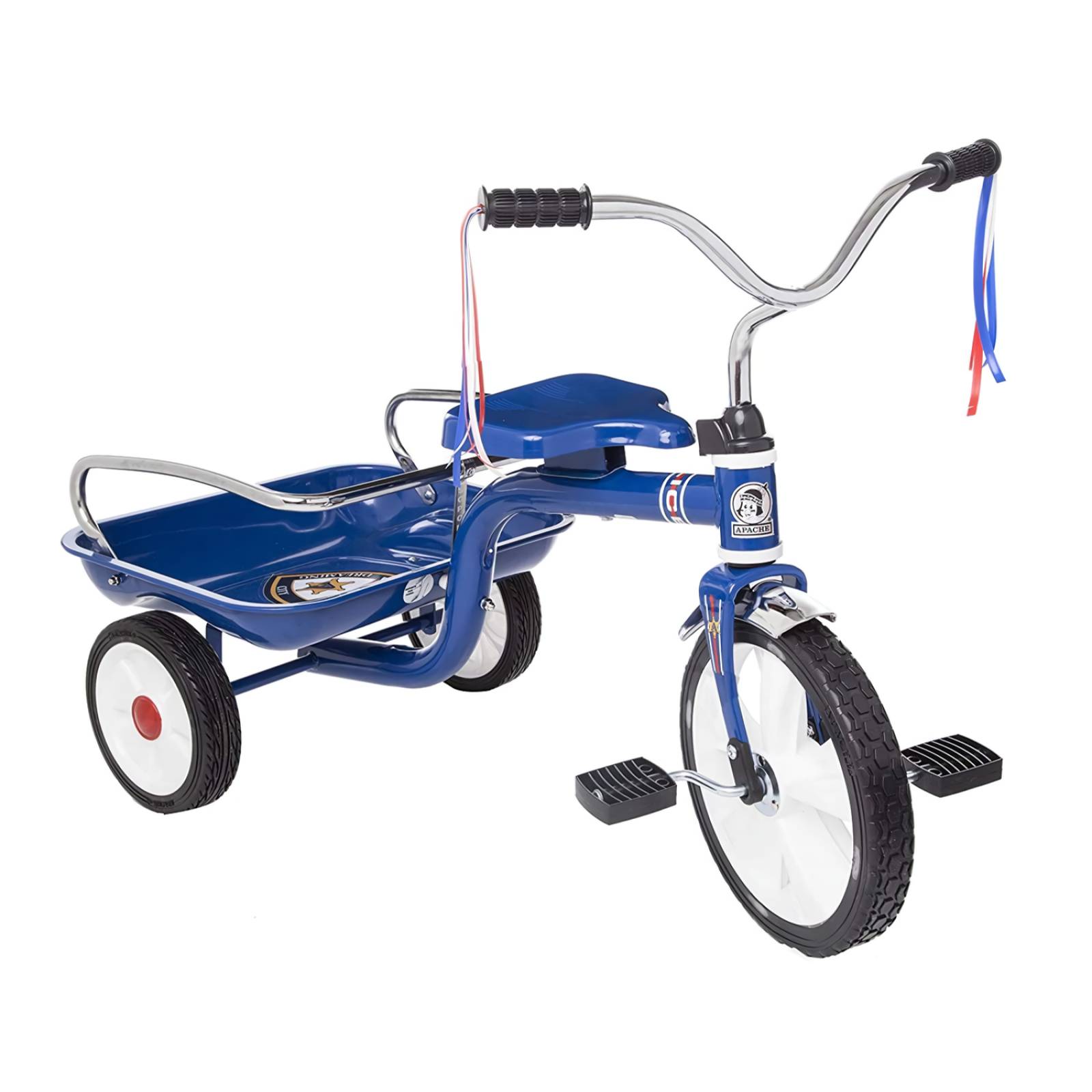 Triciclo R12 Azul Caja Con Barandal Apache Y Casco 302 