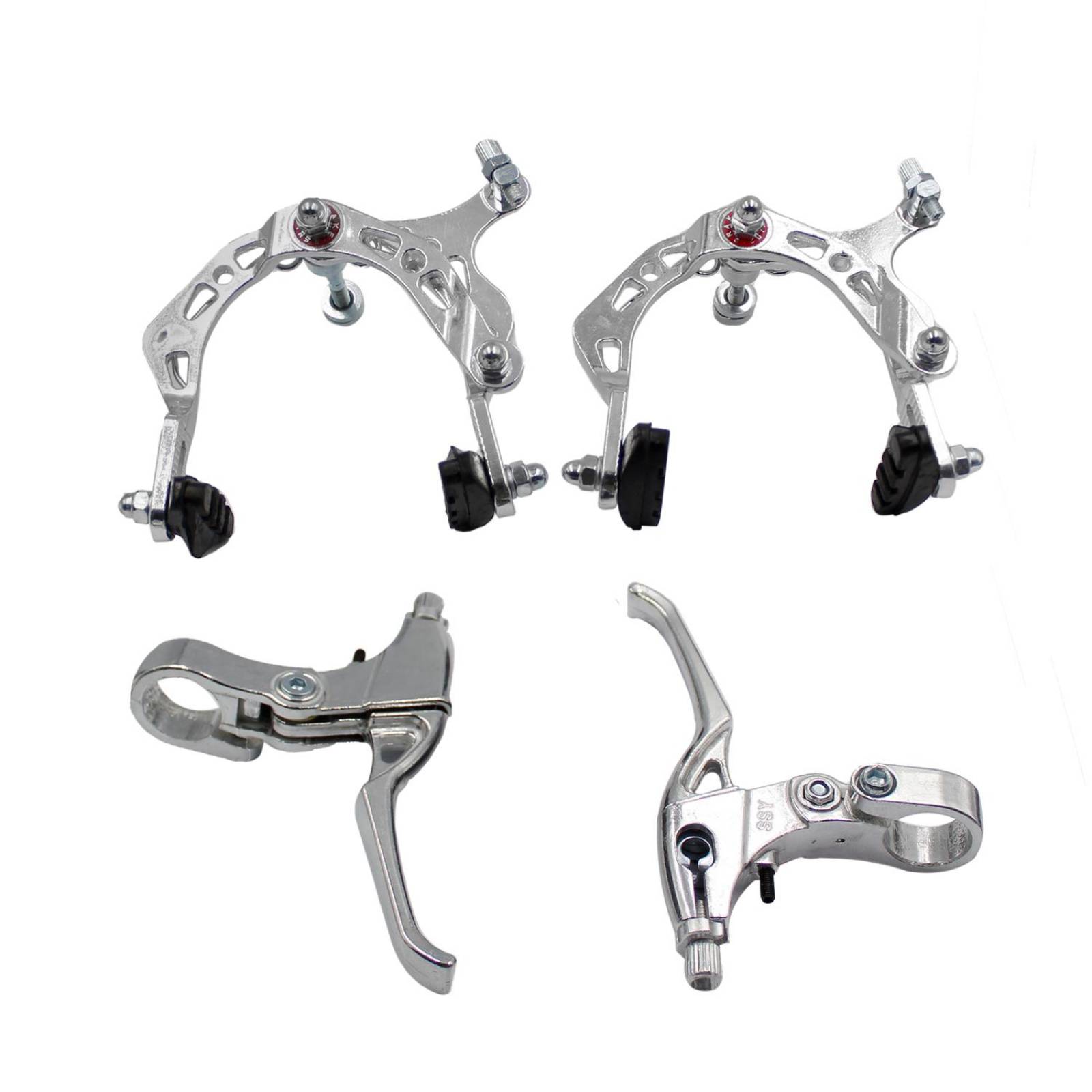 Kit Frenos Caliper bicicleta BMX aluminio plateado S Shine 