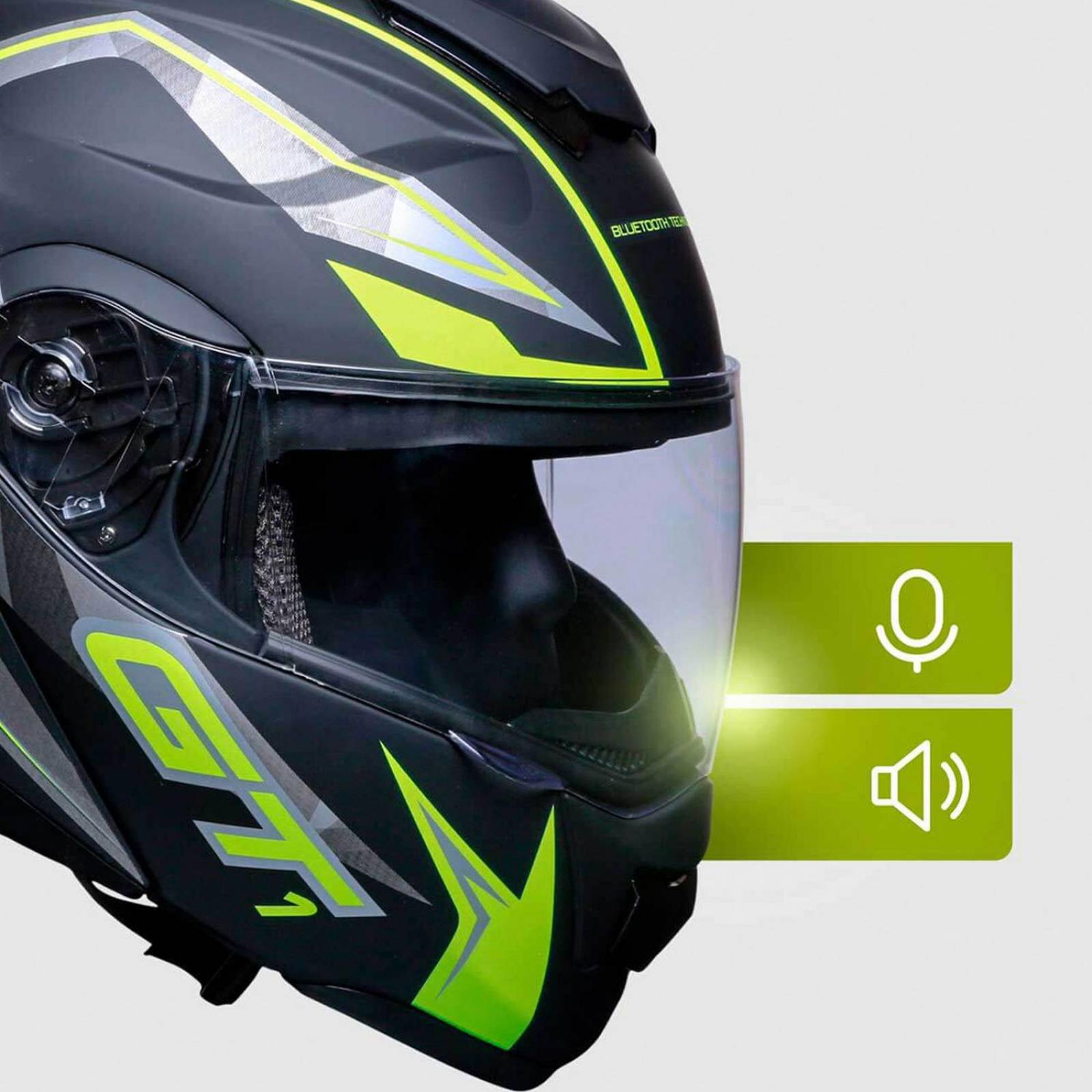 Casco moto talla L certificado bluetooth amarillo GT2 Vento 