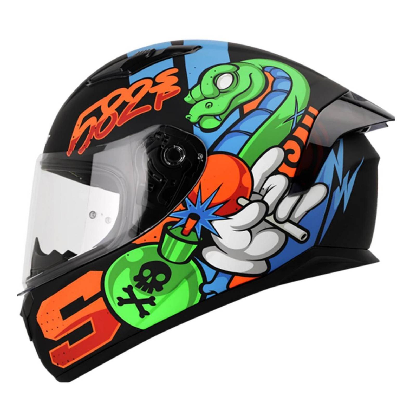 Casco Shaft Integral SH582-SP Negro matte/Azul Candy Talla M 