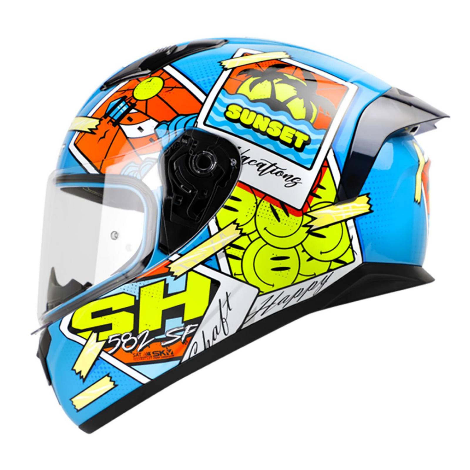 Casco Shaft Integral SH582-SP Azul/Amarillo Neon Talla XL 
