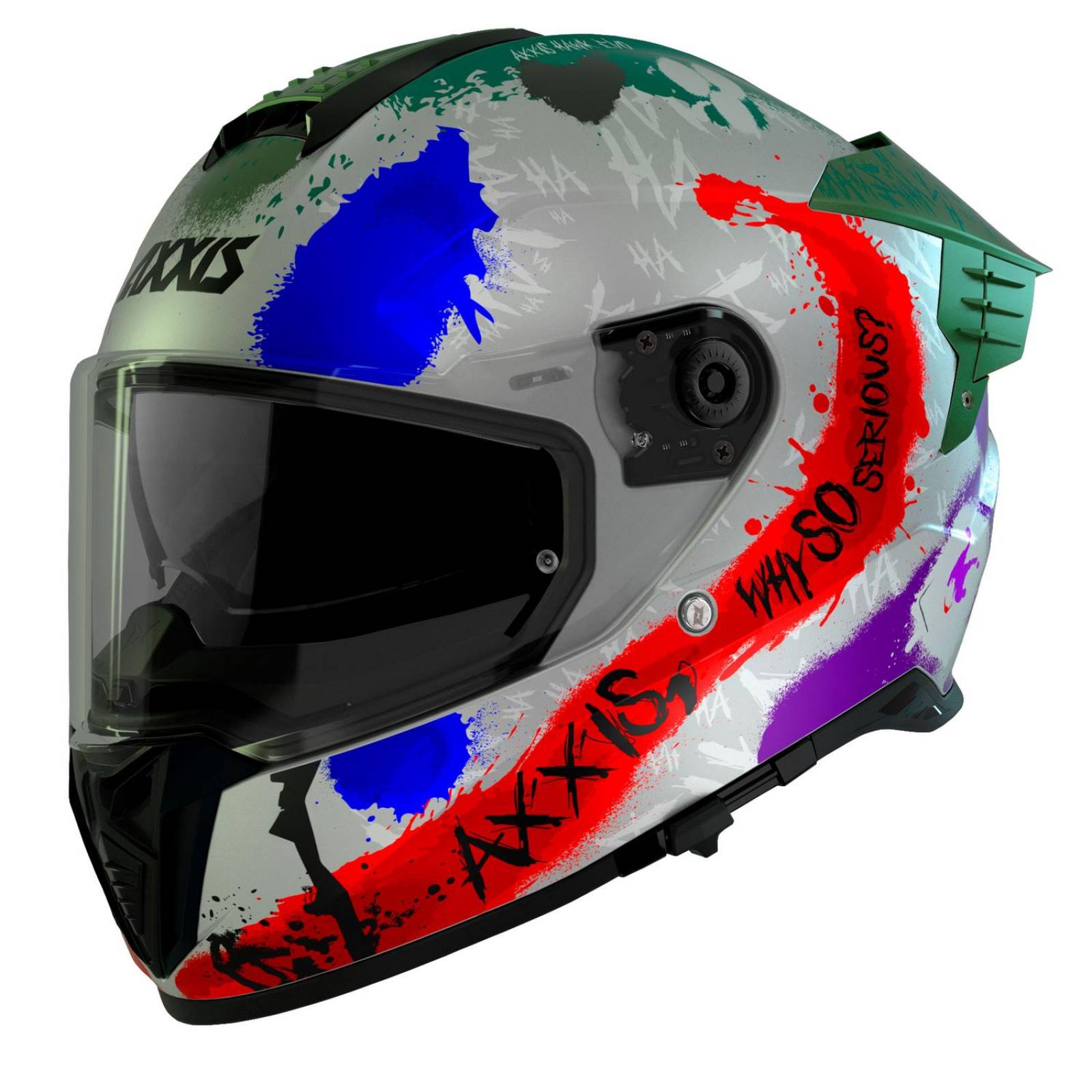 Casco para moto gris Talla L Hawk Sick Joker Axxis