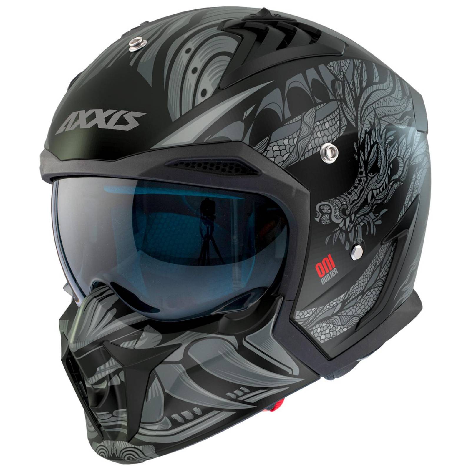 Casco modular para moto Mate gris Talla XL Hunter Oni Axxis 