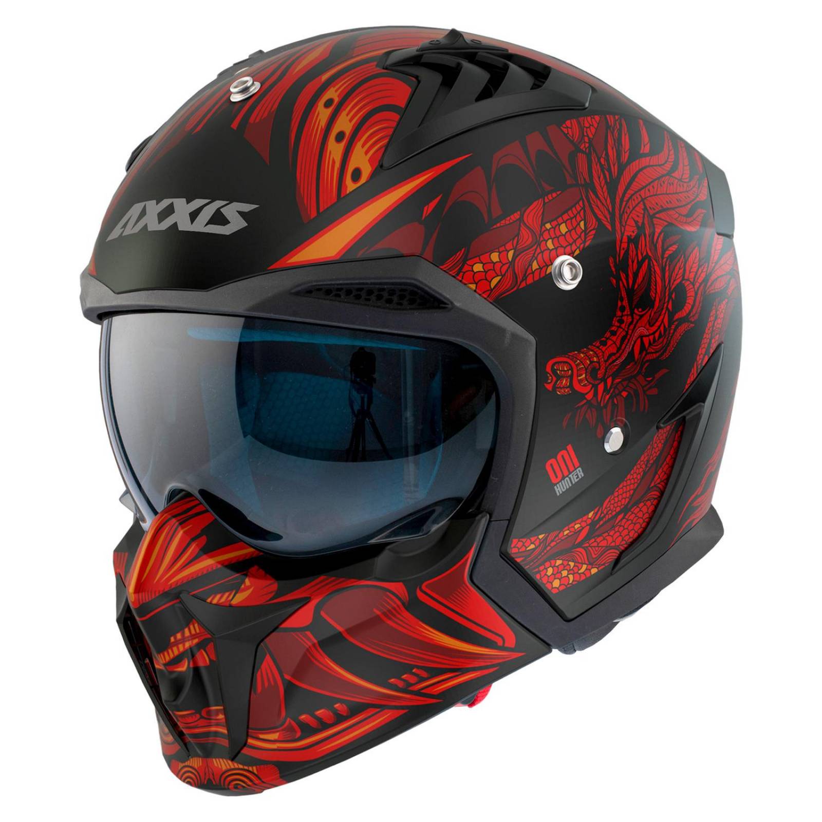 Casco modular para moto Mate rojo Talla L Hunter Oni Axxis 