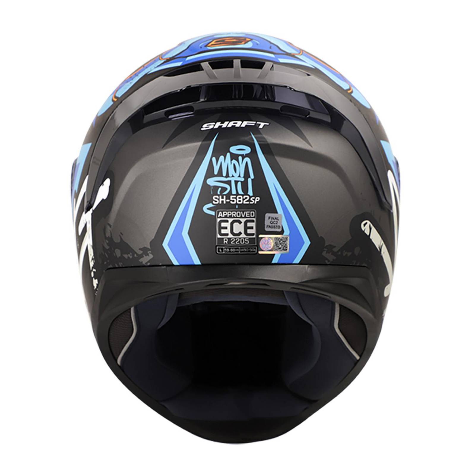 Casco para moto certificado SH582 Azul Talla L Monsty Shaft