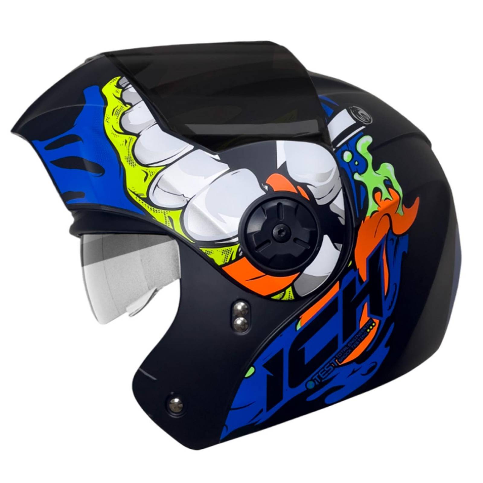 Casco abatible para moto certificado Azul Talla L Biter ICH