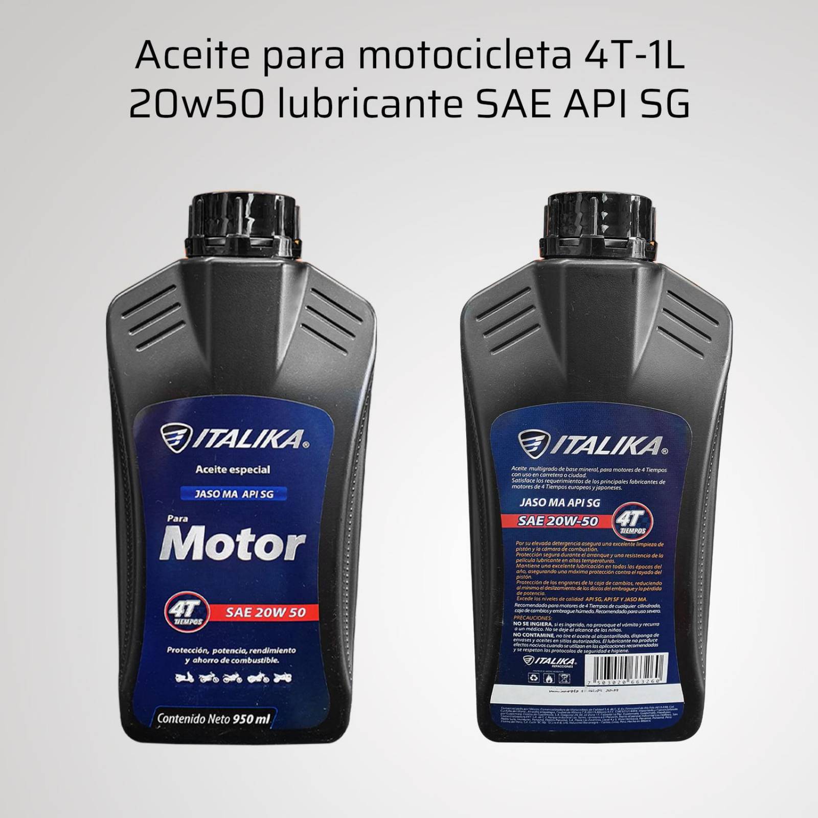 Caja Aceite para moto 4T 20w50 SAE API 20pz SG Italika 