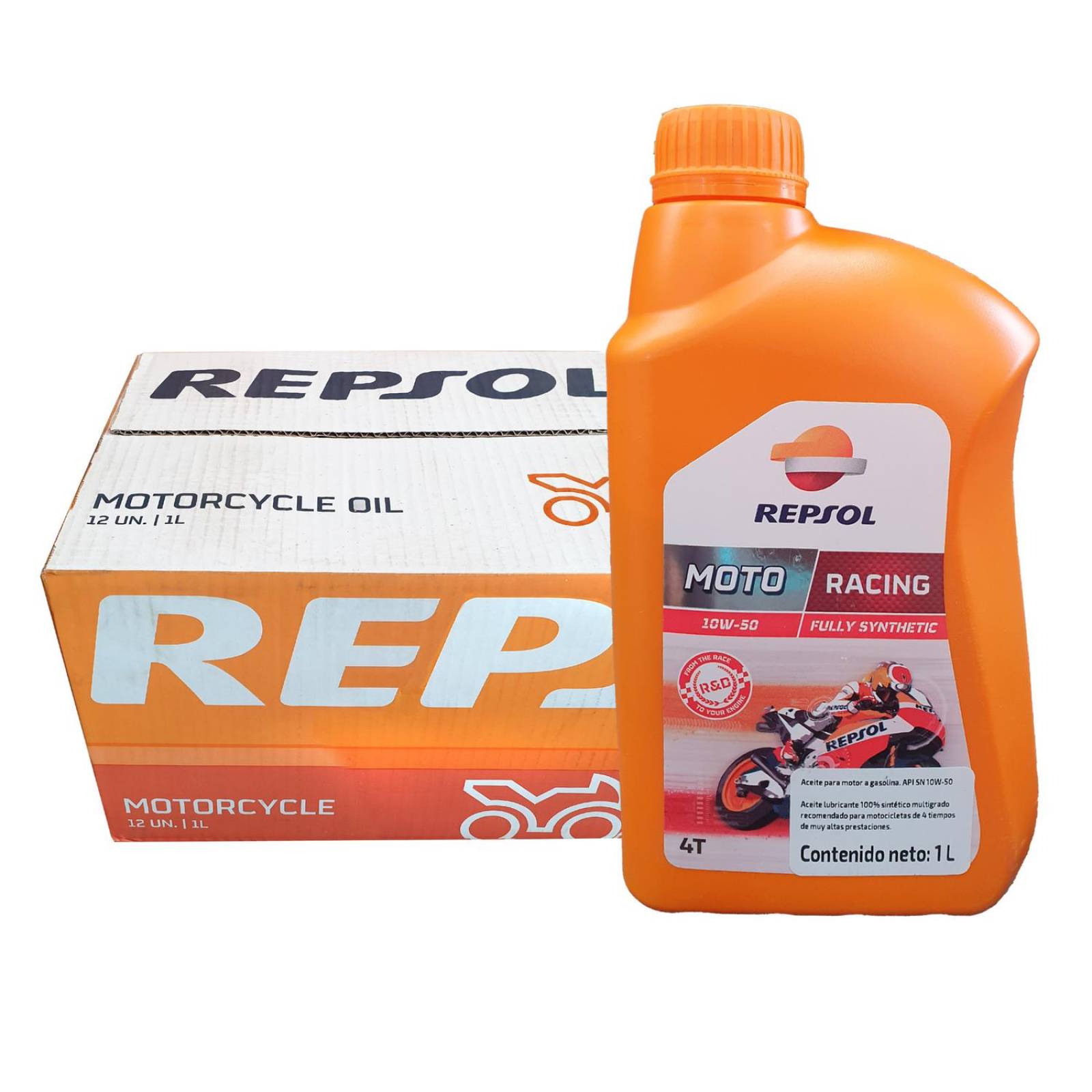 Caja Aceite para moto 4T 10w50 sintetico 12pz racing Repsol 