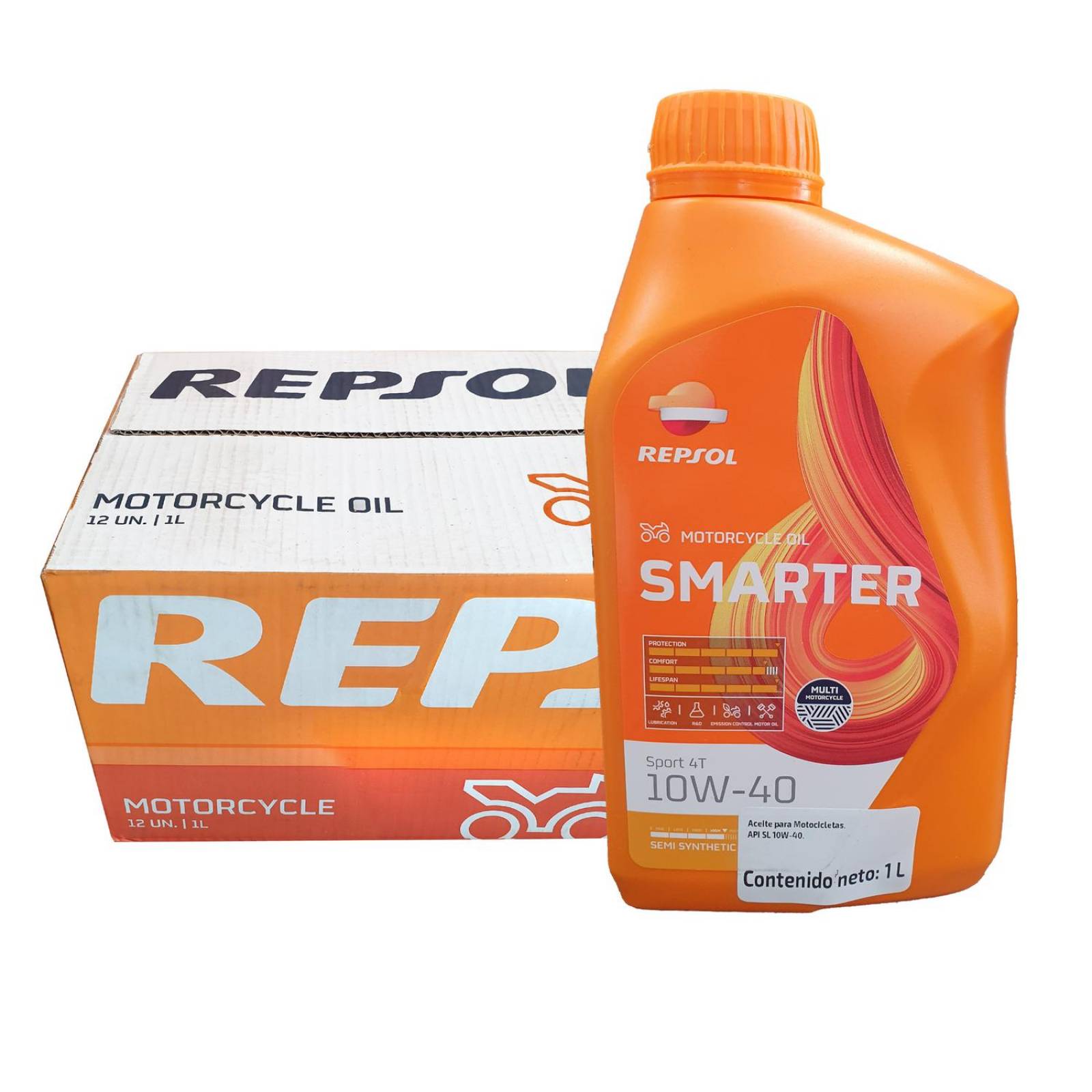 Caja Aceite para moto 4T 10w40 semisinte 12pz Sport Repsol 