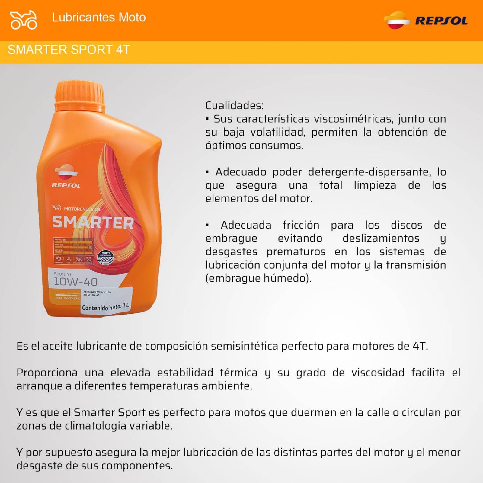 Caja Aceite para moto 4T 10w40 semisinte 12pz Sport Repsol 