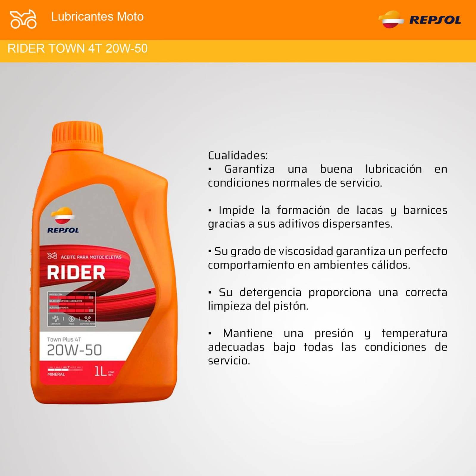 Caja Aceite para moto 4T 20w50 mineral 12pz Town Repsol 