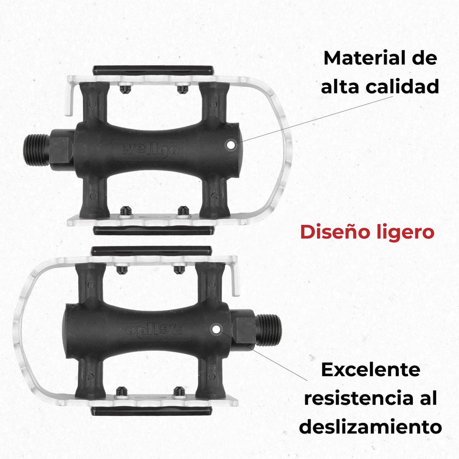 Pedales para bicicleta 9/16 MTB aluminio plata LU-C3S Wellgo 