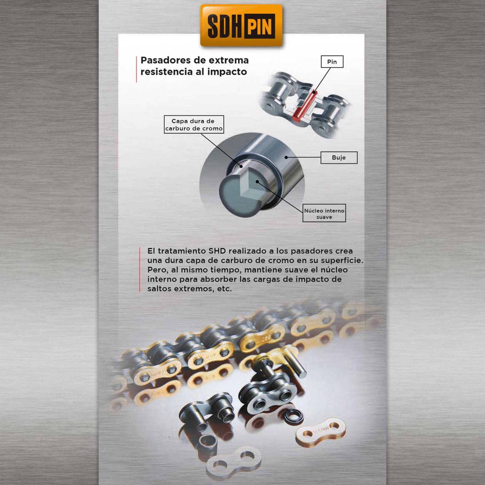 Cadena para moto 520 ERT X 116L Gold Motocross DID 