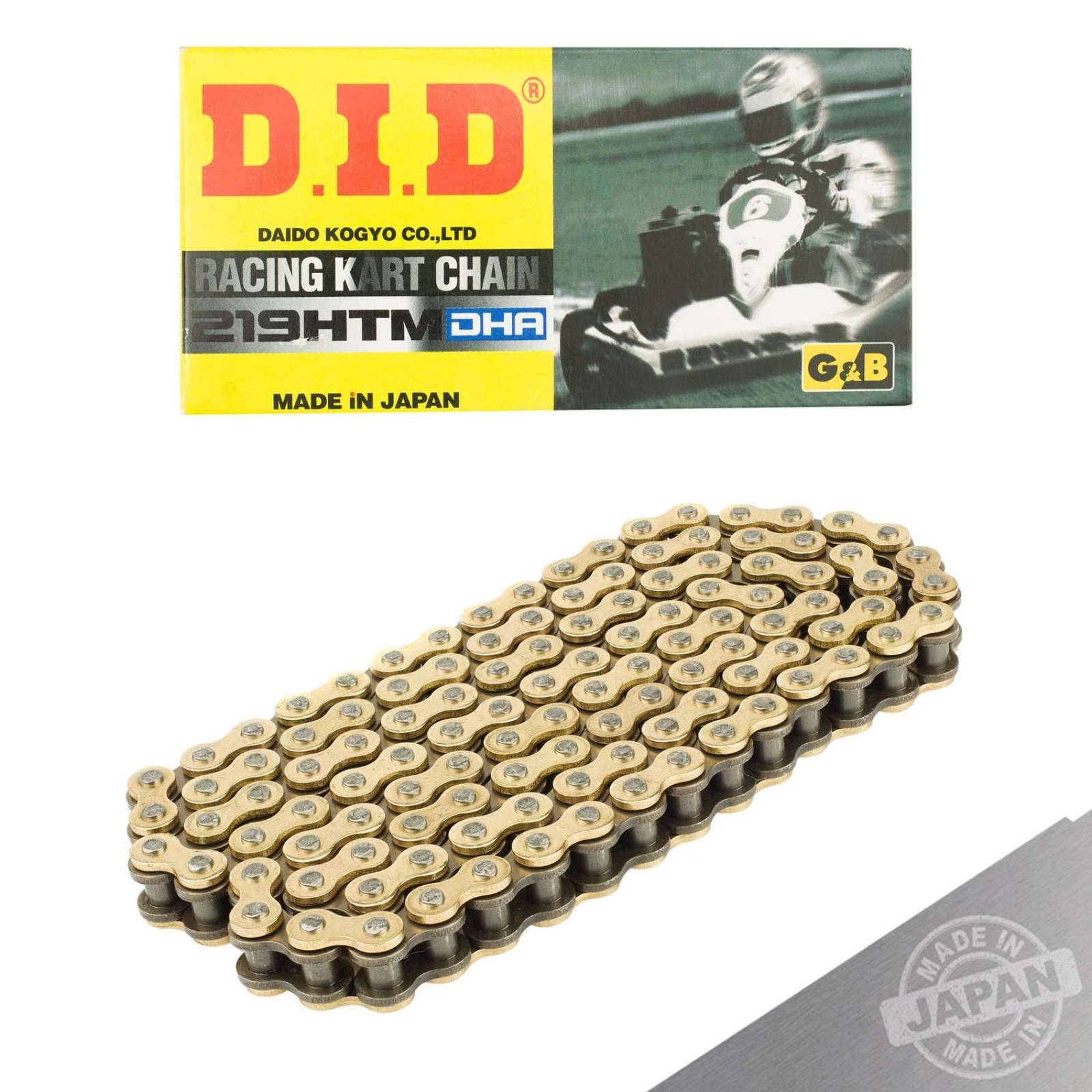 Cadena para moto DHA G&B 114L Dorada 219HTM DID 