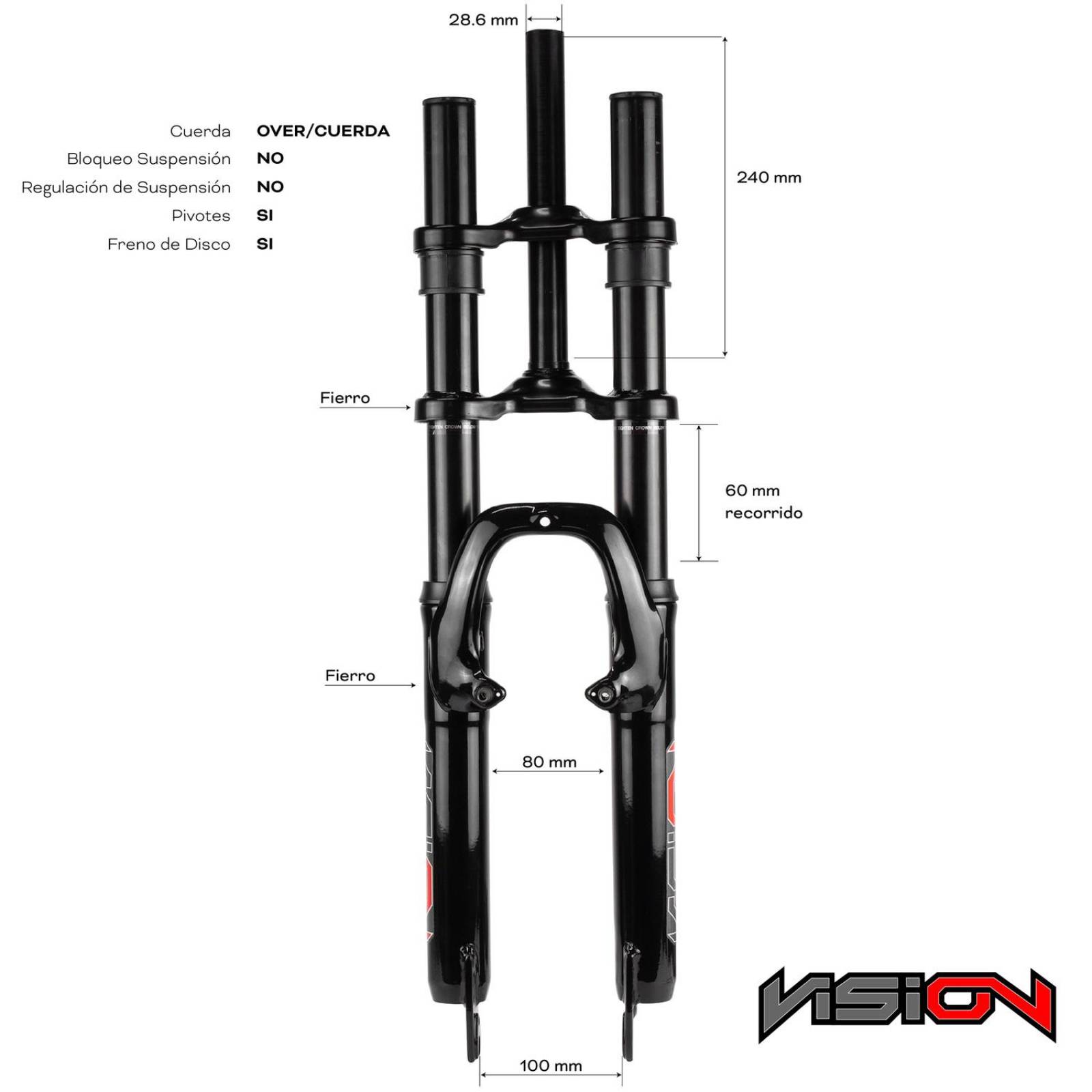 Tijera 26 Con Suspension 25.4x22.2 L Cuerda V-brake/disco 