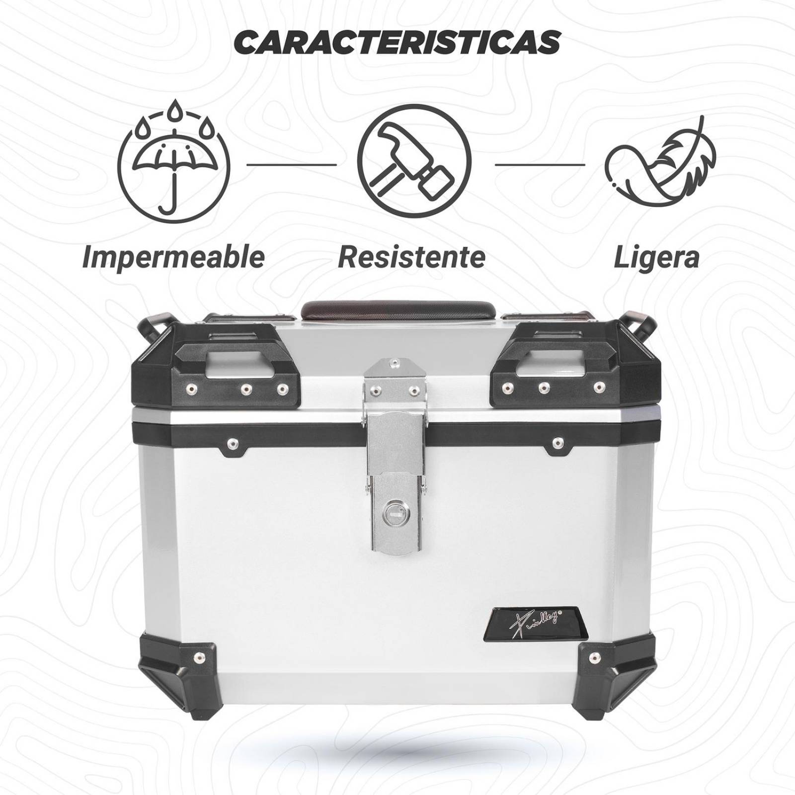 Caja portaequipaje moto 45L 43.5x38x34 Universal Kinlley 