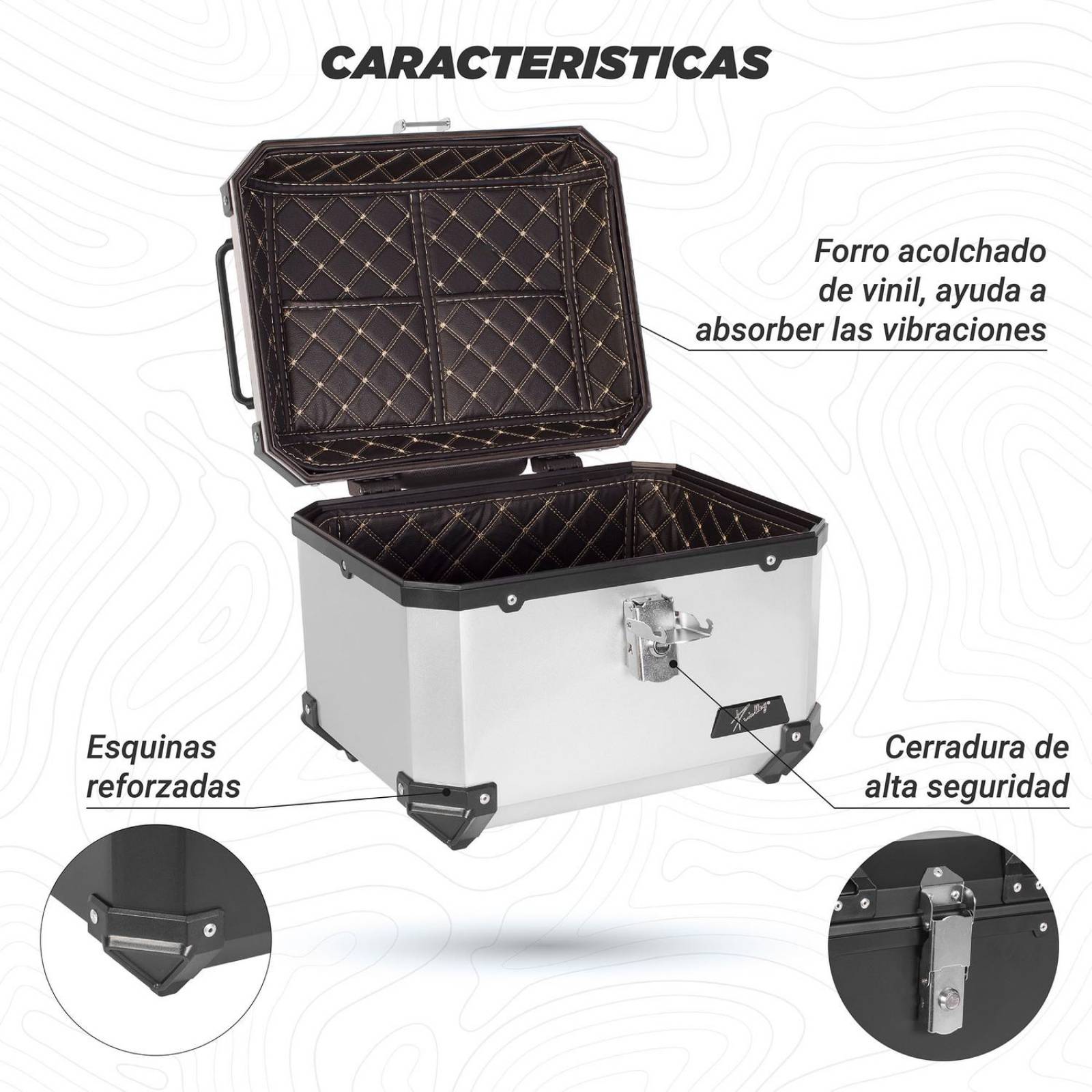 Caja portaequipaje moto 45L 43.5x38x34 Universal Kinlley 
