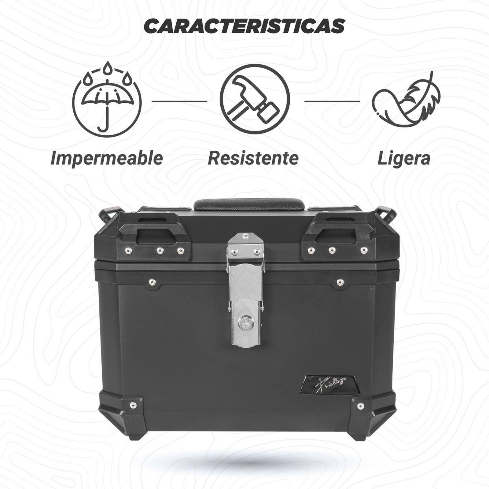 Caja portaequipaje para moto 45L 43.5x38x34 Universal Kinlley 
